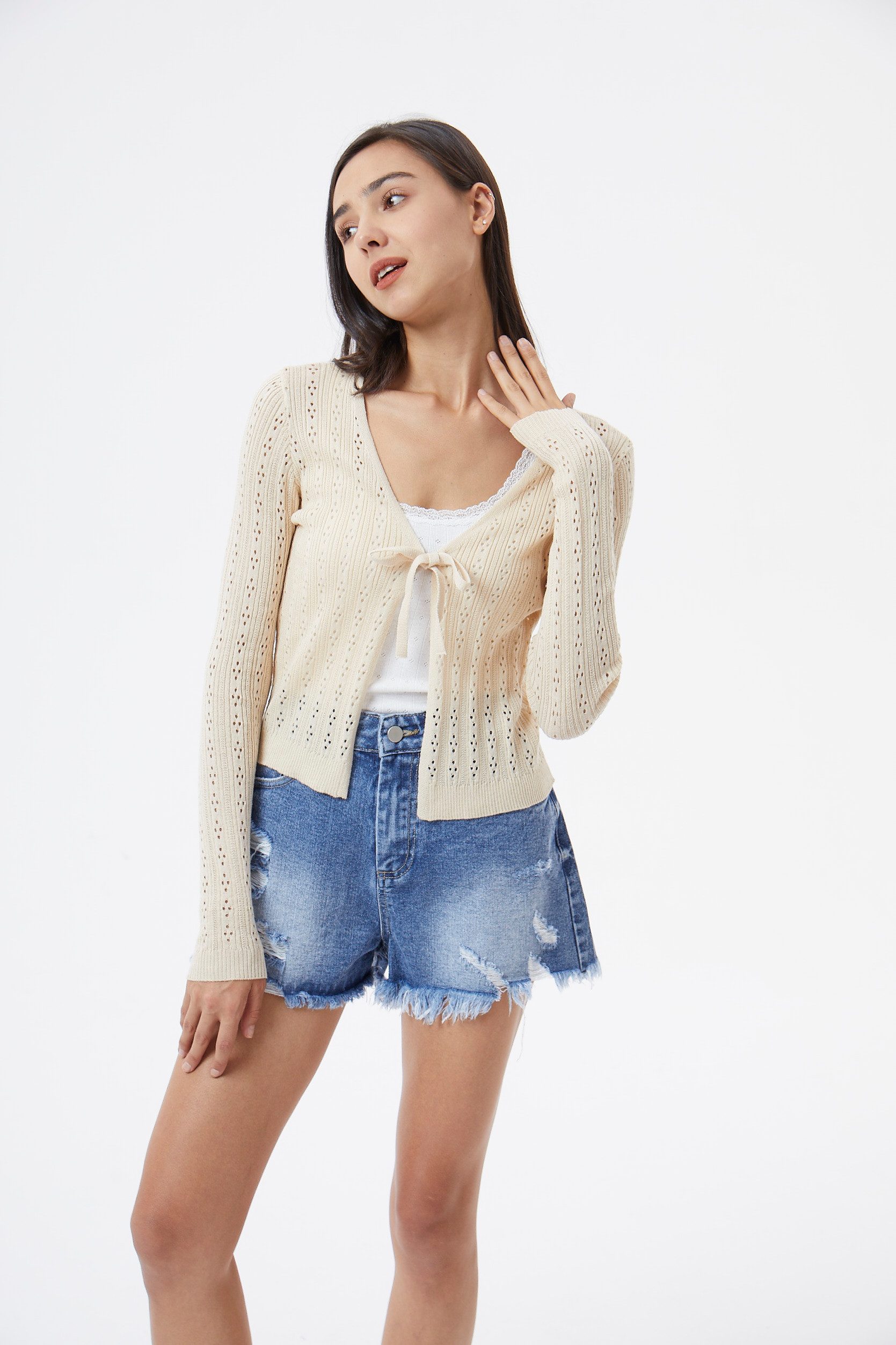 Aiki Keylook Strickjacke Easy On Me (1-tlg) mit Schnürung vorne