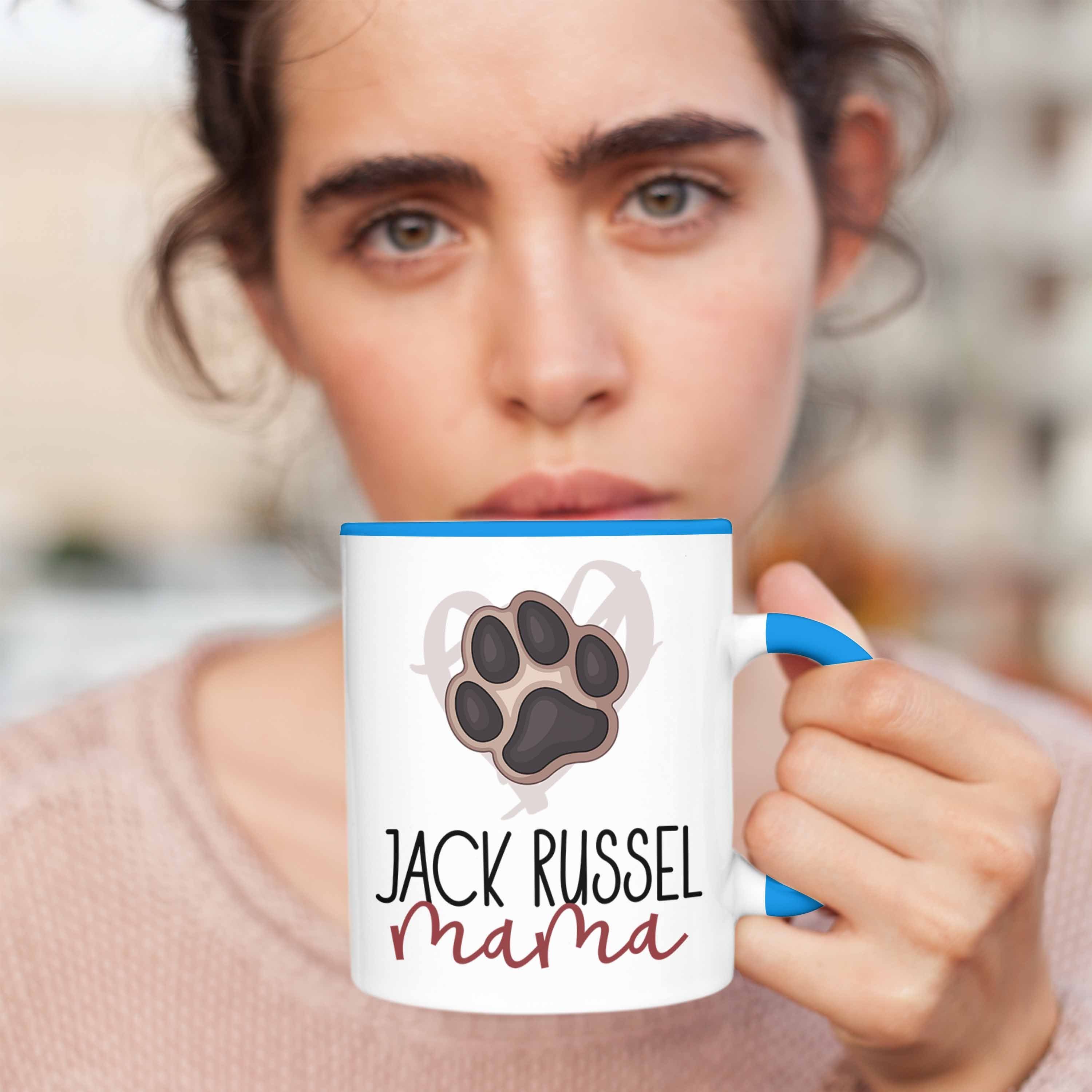 Jack Mama Russel Geschenk Trendation Lustige Muttertag Tasse Tasse Pfote Blau