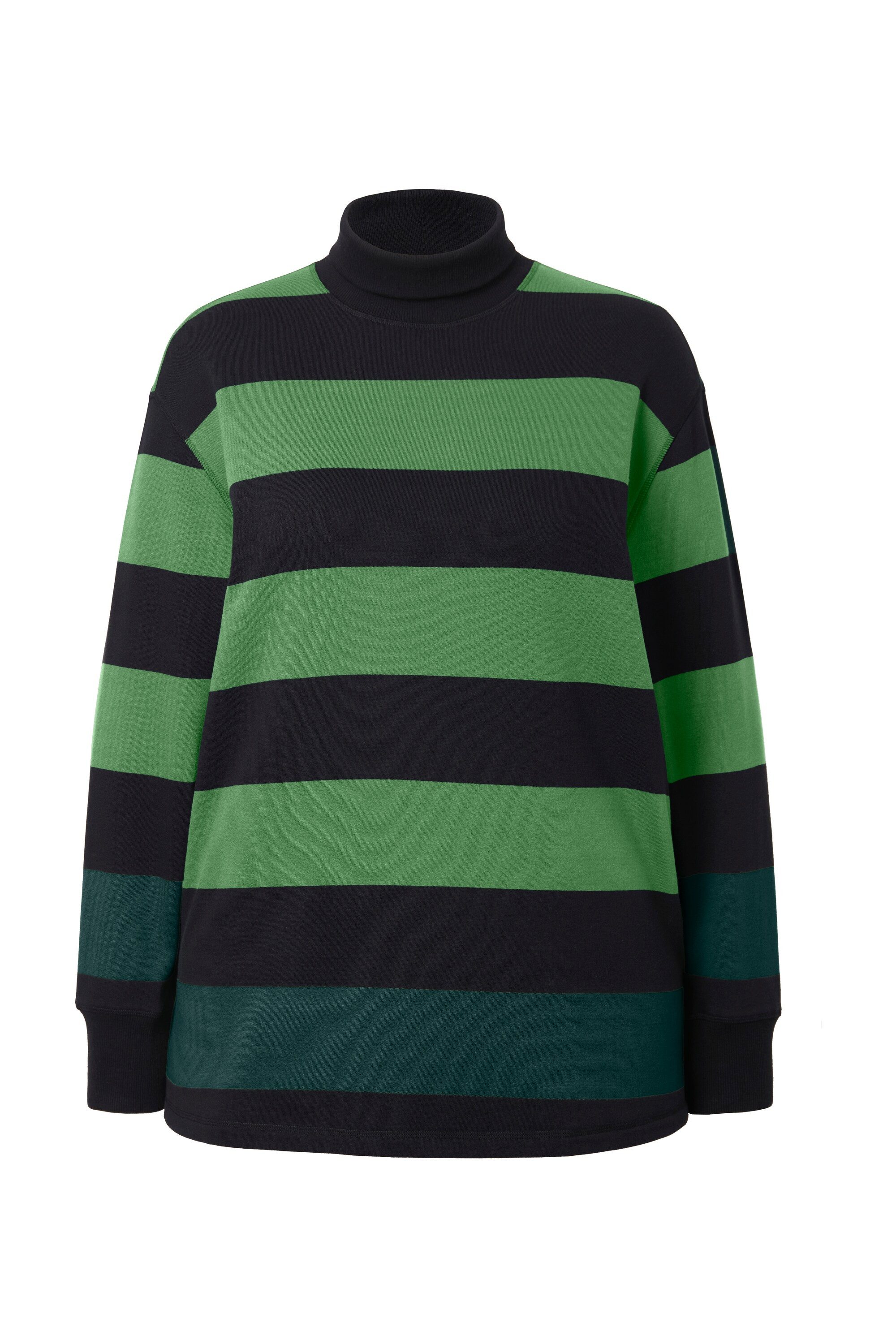 Ulla Popken Sweatshirt Sweatshirt Streifen Stehkragen Langarm günstig online kaufen