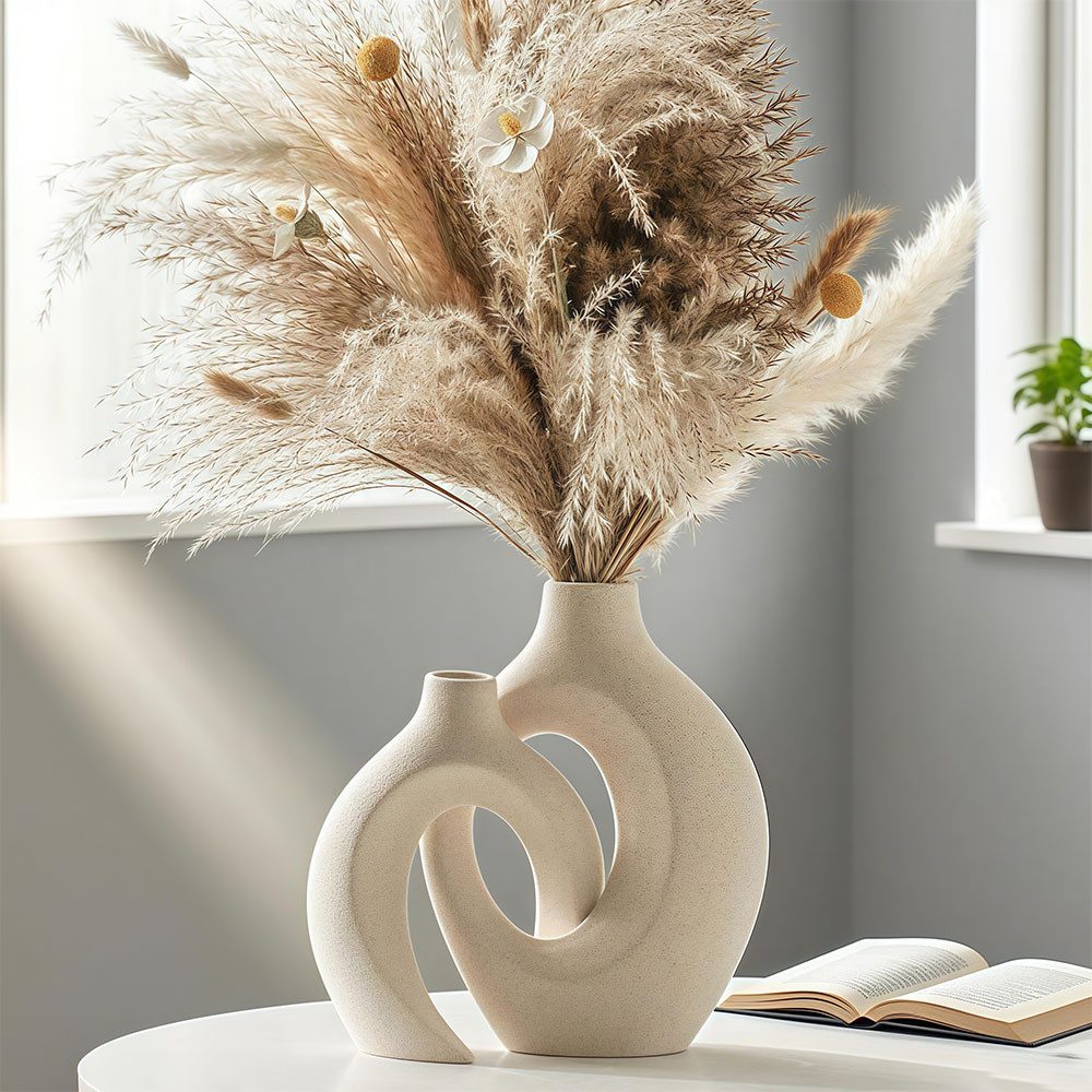 AFKSMILE Dekovase Dekorative Vasen, 2er Set Hohle Moderne Vasen für Nordisches, Vasen Deko, ästhetische Boho Blumenvase für Zuhause, Wohnzimmer, Büro