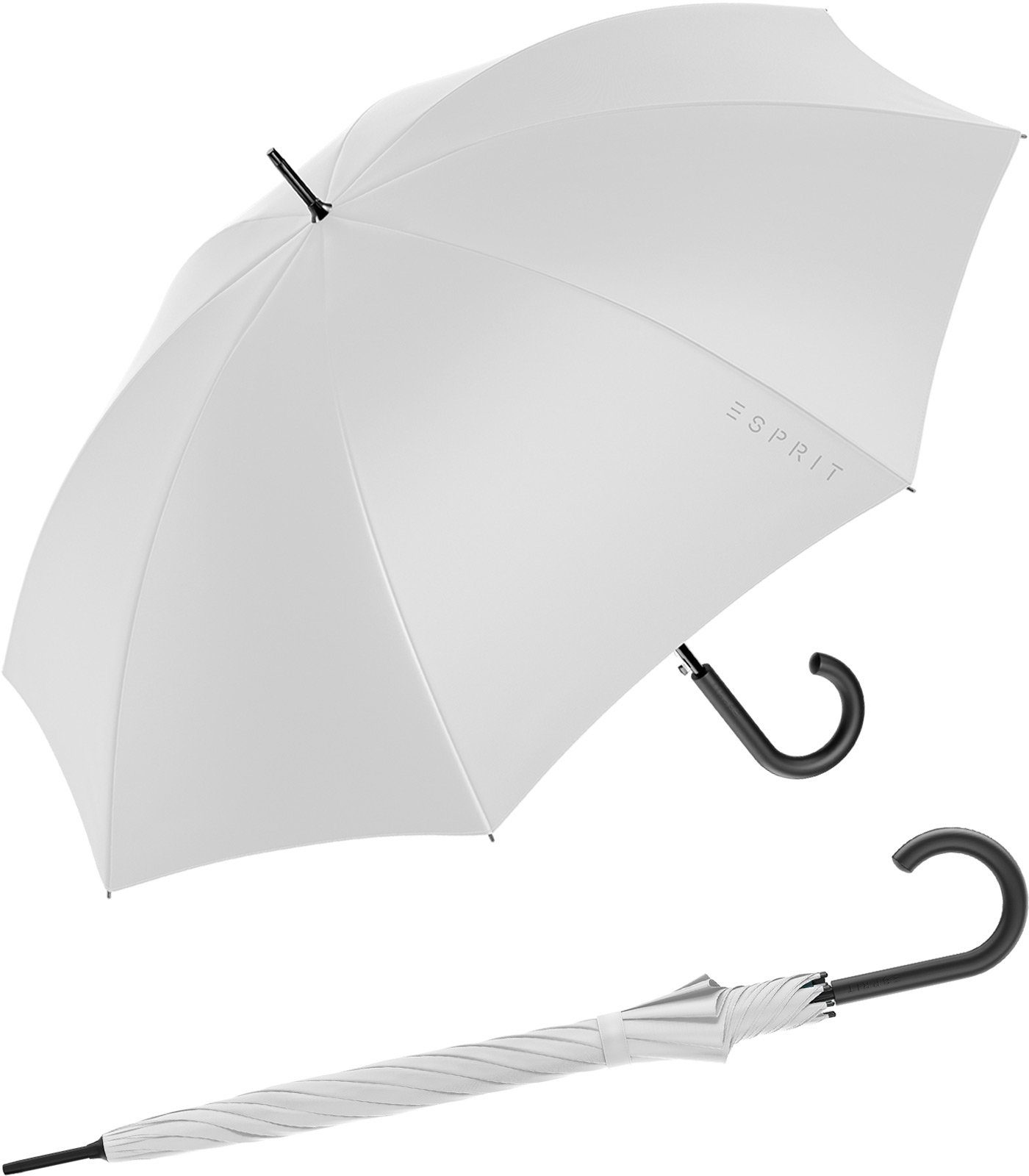 Esprit Langregenschirm Damen-Regenschirm mit Automatik FJ 2023, groß und stabil, in den Trendfarben alt-weiß