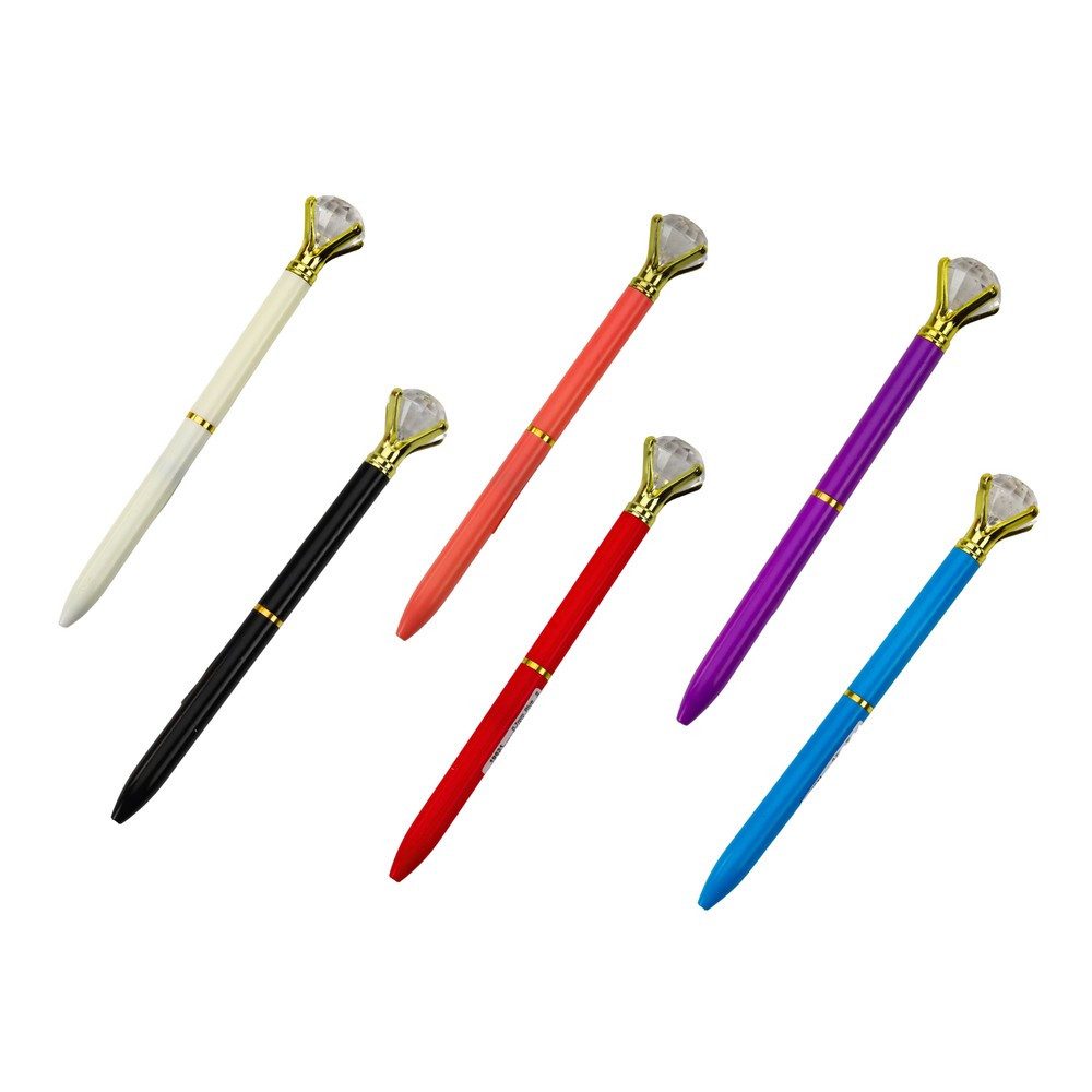 LEAN TOYS Kugelschreiber Diamantkugelschreiber Glitzerstift Geschenkstift, (Spar-Set, 1-tlg., 16 cm elegant), Diamant-Aufsatz, 0,7 mm Mine, blaue Tinte