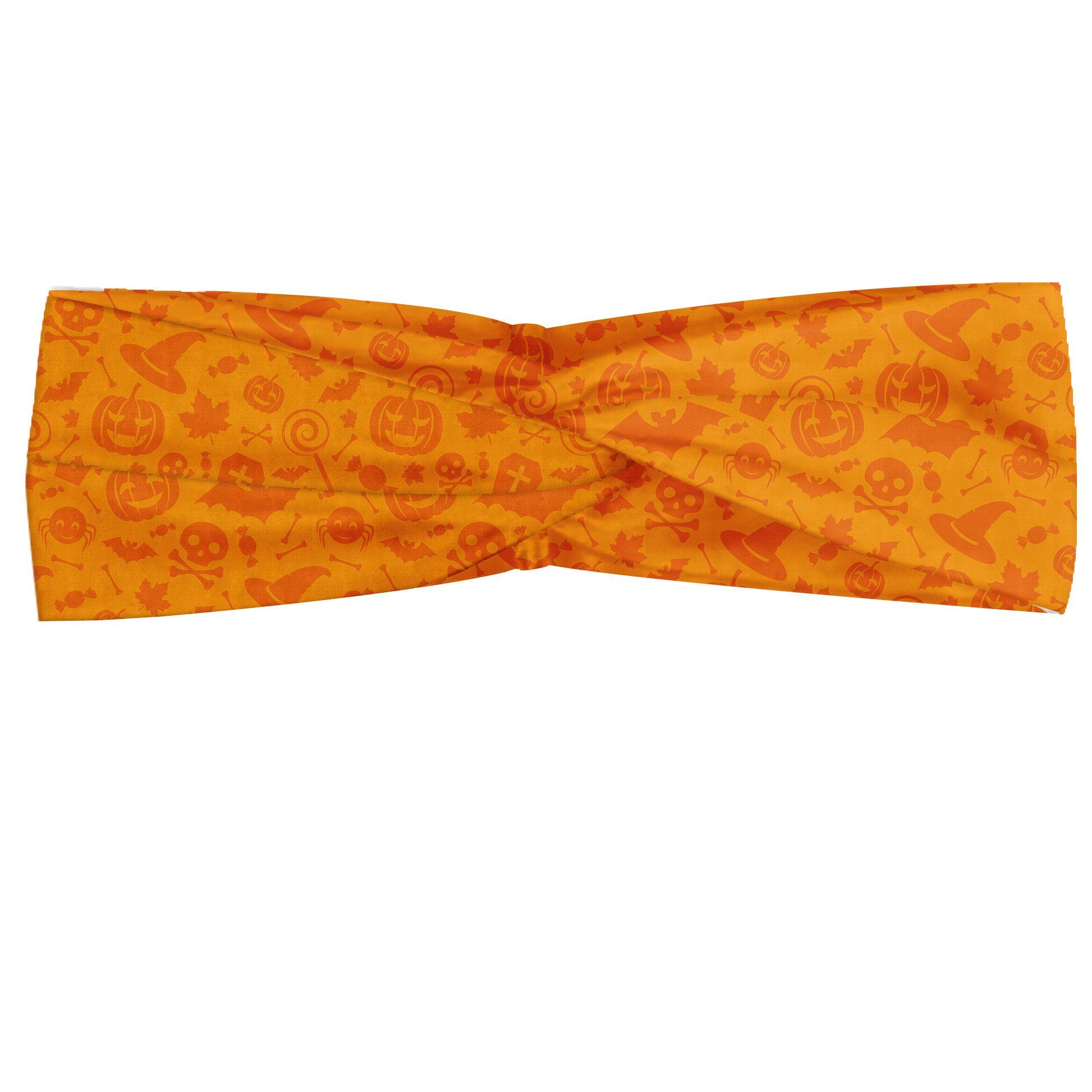 Elastisch alltags accessories und Stirnband Orange Abakuhaus Angenehme Halloween-Kürbis-Schädel