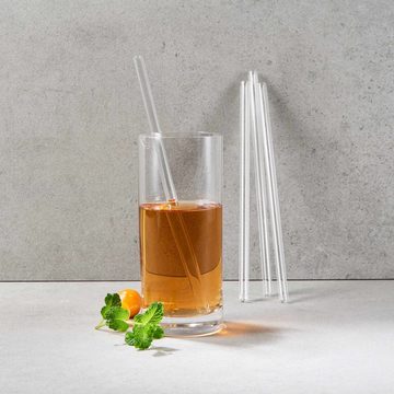 BUTLERS Trinkhalme LONG DRINK Glastrinkhalm mit Bürste 5er-Set