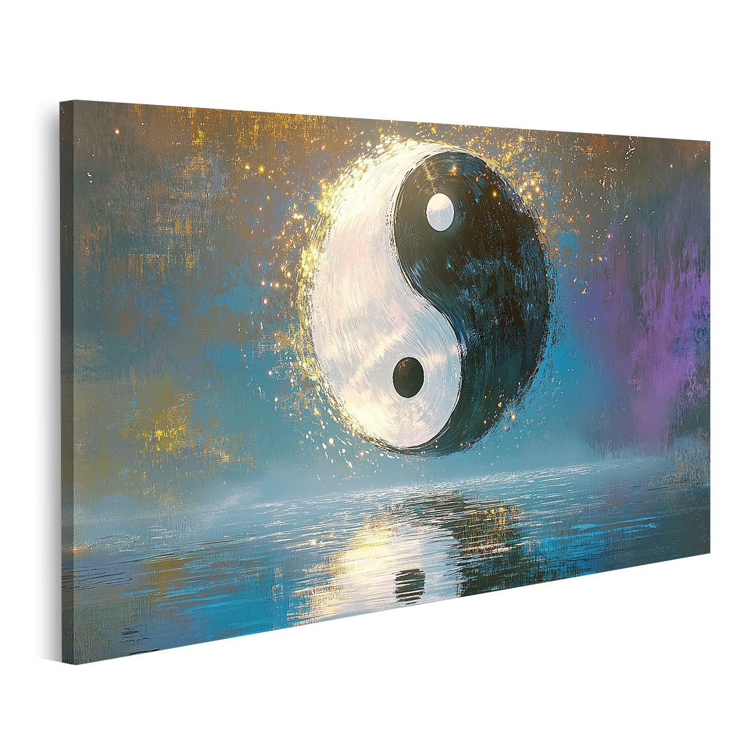 islandburner Leinwandbild Yin Yang kosmische Reflexion für Wohnzimmer Spirituell Wellnesszentrum