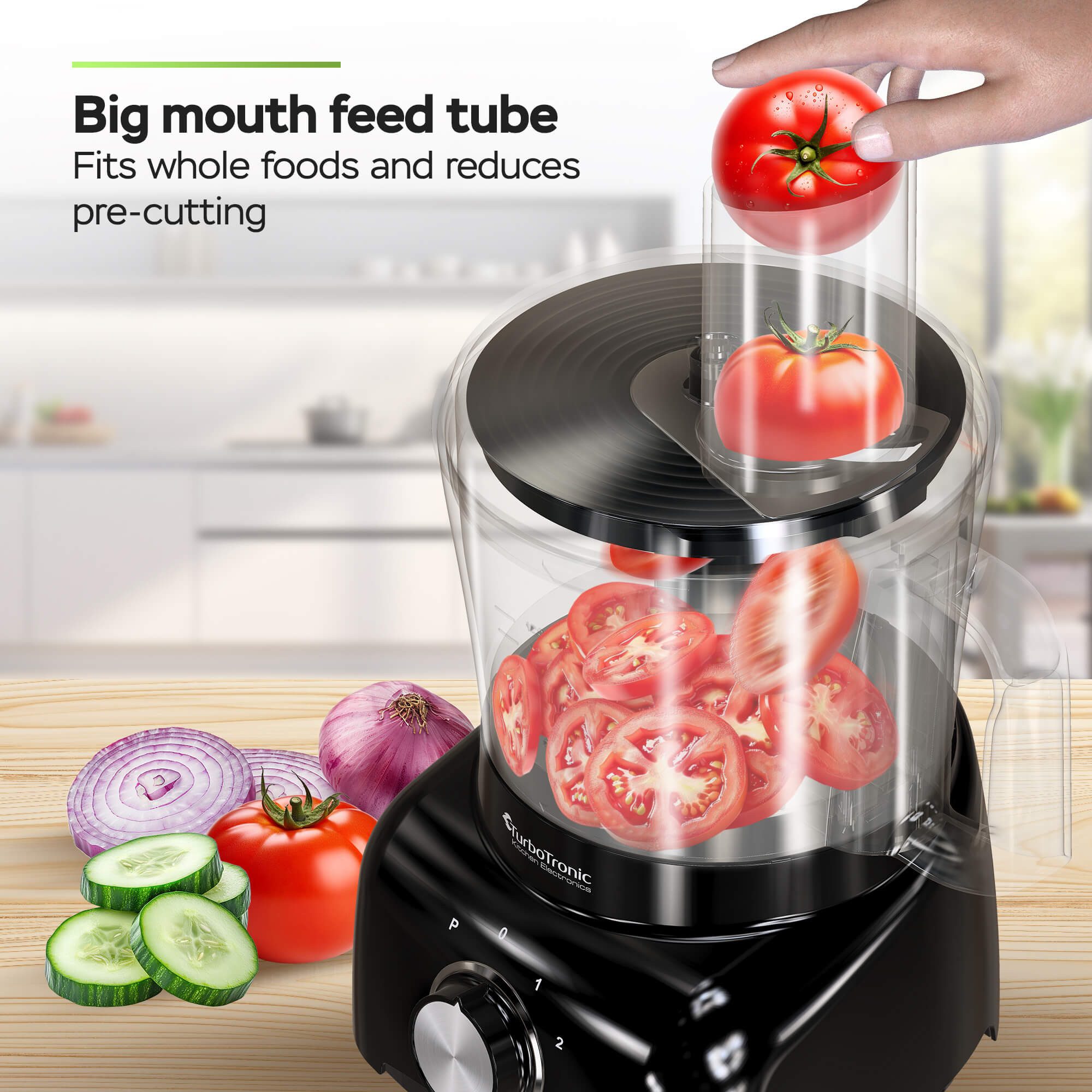 TurboTronic by Z-Line Küchenmaschine Food Processor mit Standmixer 1,5L Behälter Multizerkleinerer Mixer, 800 W, 1.2 l Schüssel, Raspelscheiben Zitruspresse Zerkleinerer Eiscrusher Power