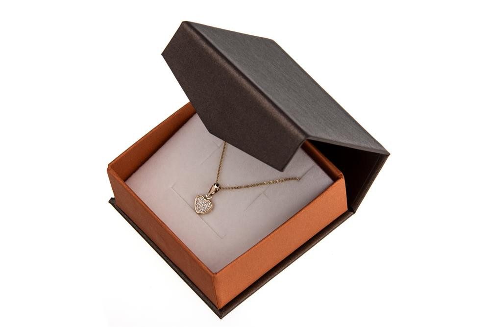 Silberkettenstore Schmuckset Panzerkette 1,2mm mit Anhänger Herz klein mit Zirkonia - 333 Gold