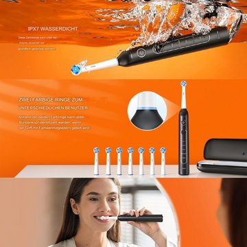 Bitvae Elektrische Zahnbürste R2, Aufsteckbürsten: 8 St., 5 Modi, Ultraschall-Elektrozahnbürste mit Timer, Tragetasche
