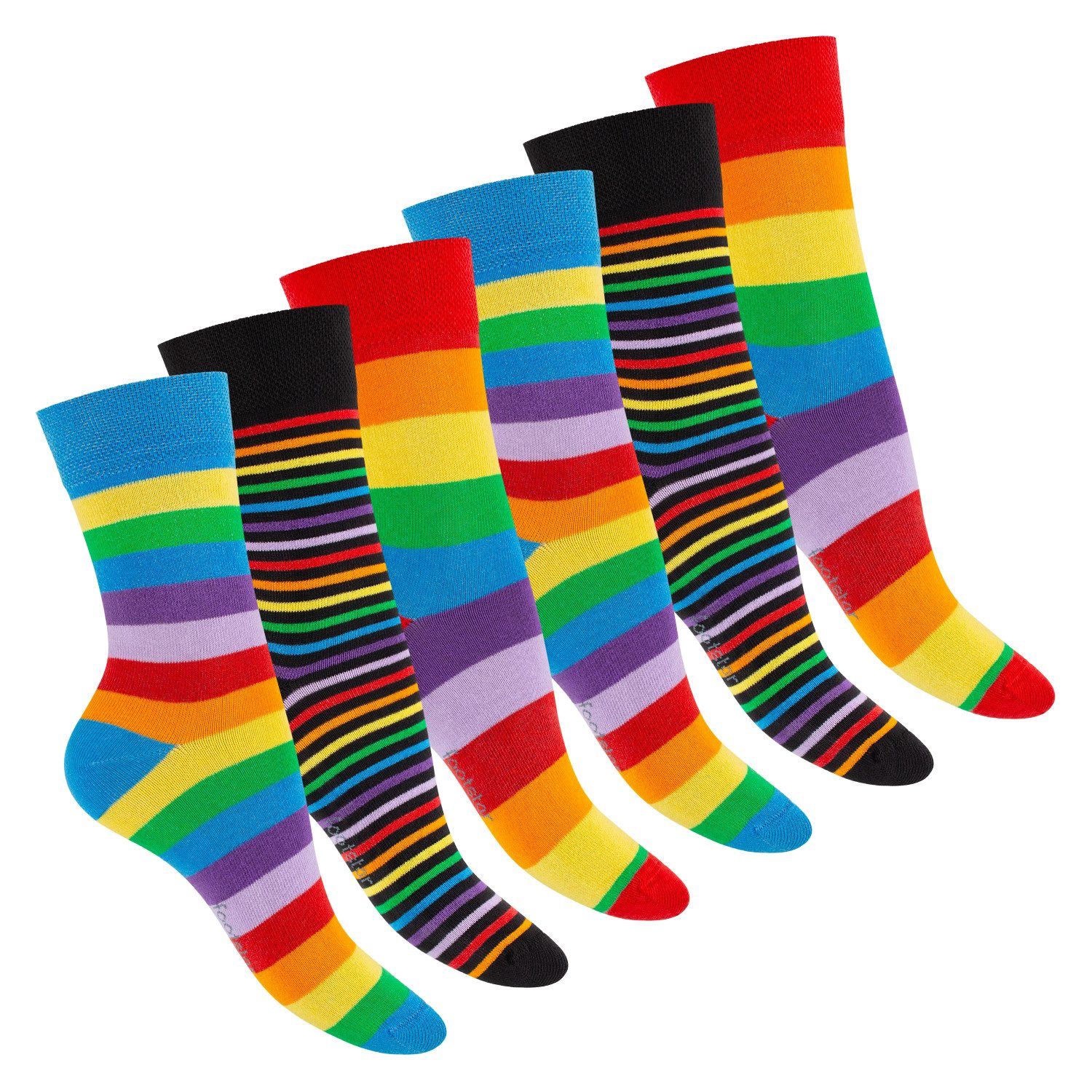 Footstar Basicsocken Damen Ringel Socken (6 Paar)