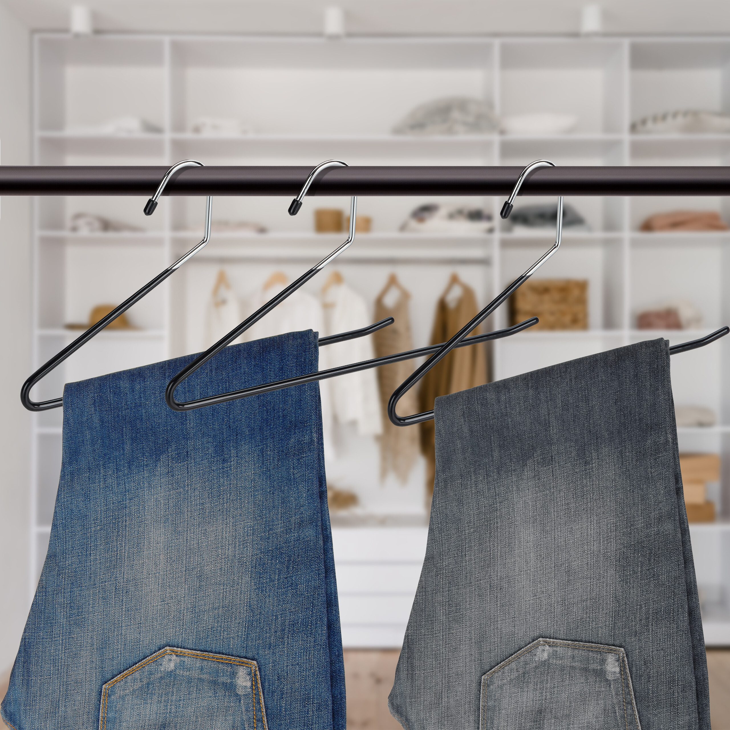 relaxdays Kleiderbügel 36 x schwarze Hosenbügel günstig online kaufen