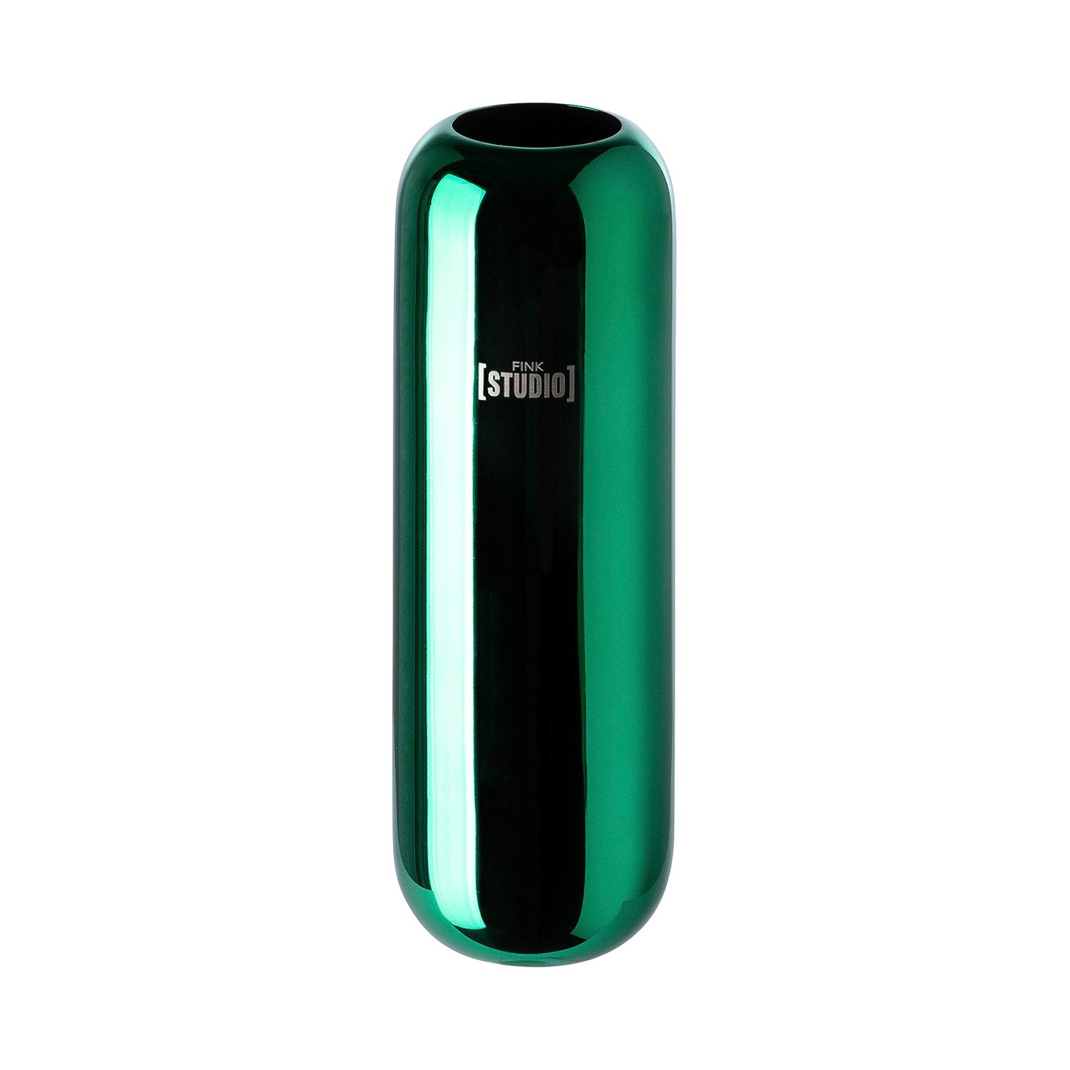 FINK STUDIO Tischvase HIGH END Vase - grün - Edelstahl - H. 22,5cm x Ø 8cm - Tischvase (1x Vase, 1 St., Blumenvase - Vasen - Tischdeko - Deko), Blumenvase Vasen Tischdeko - Elegante Deko für Ihr Zuhause