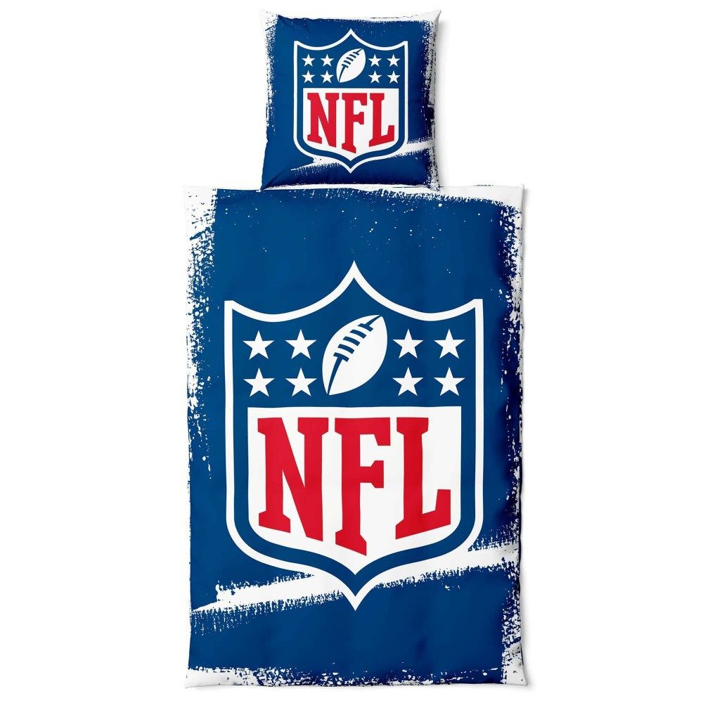 Great Branding Bettwäsche Great Branding Bettwäsche NFL Shield "RAW" 135x200 + 80x80cm, Washed Cotton, 2 teilig