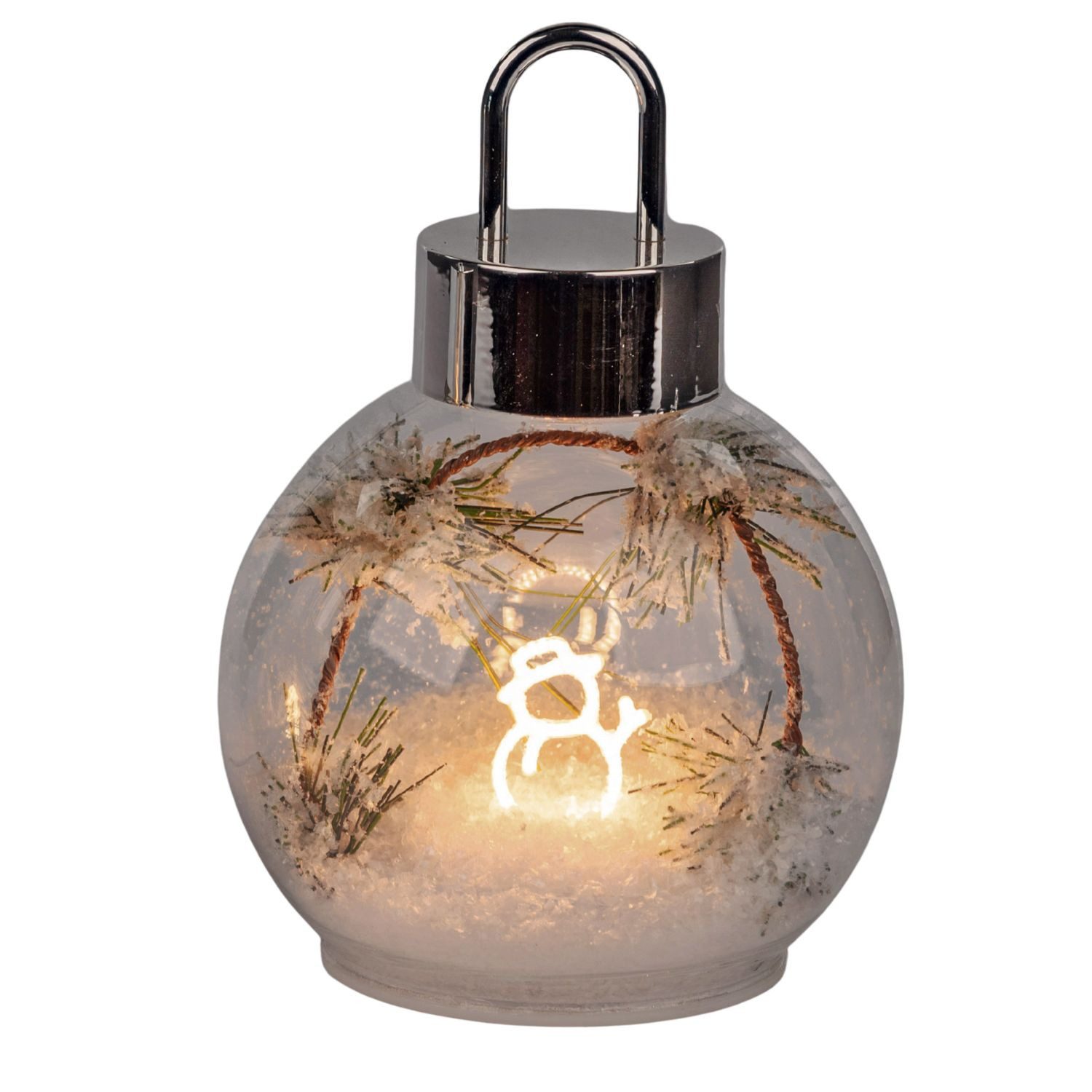 formano LED Kugelleuchte Tannenzweig, LED, Mit Timerfunktion, Transparent, Schneemann, H: 17cm