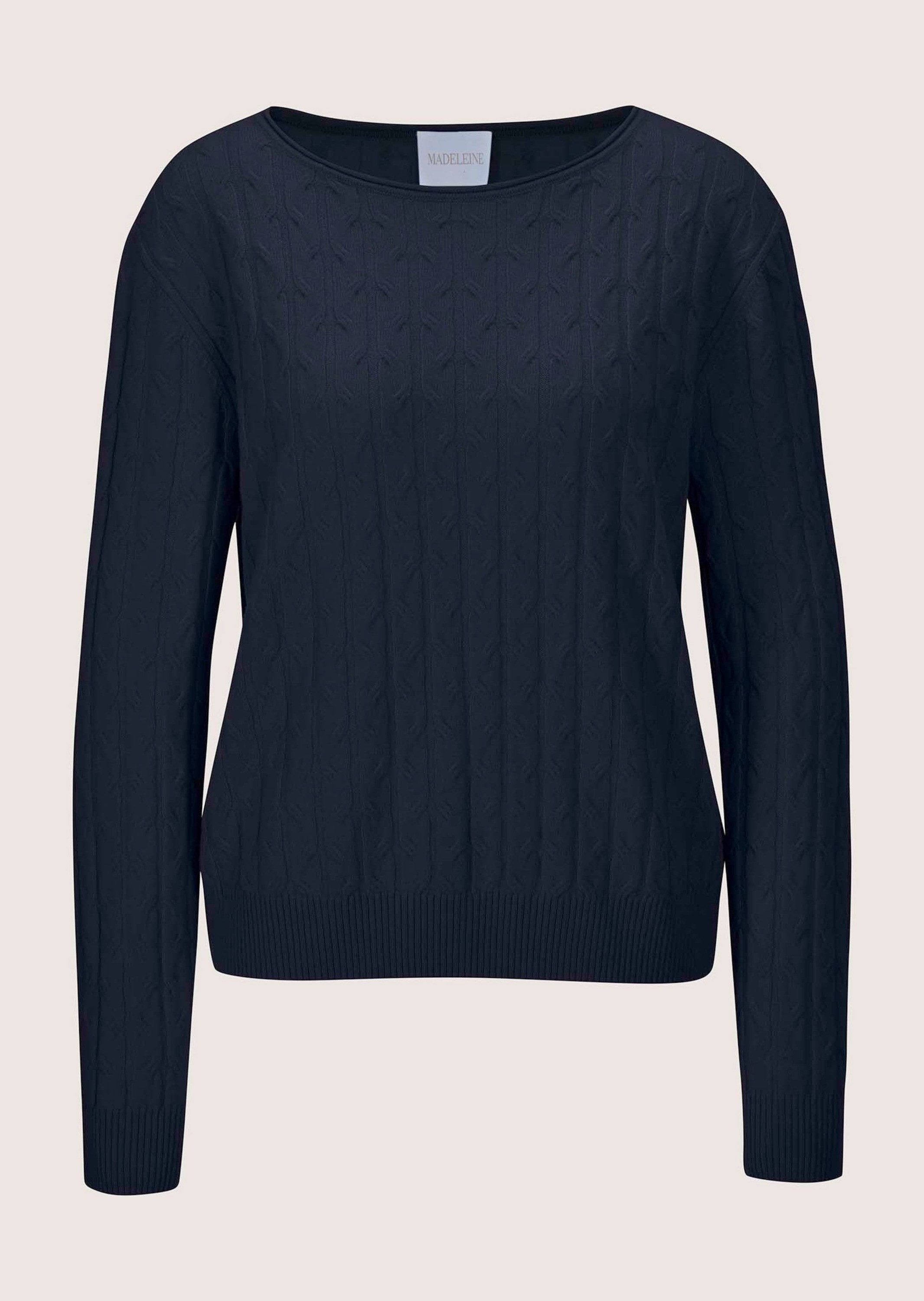 Strickpullover Eleganter Wollpullover mit Zopfmuster