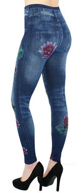 dy_mode Jeggings Damen Jeggings High Waist Leggings in Jeans Optik Bequem Jeansleggings mit elastischem Bund