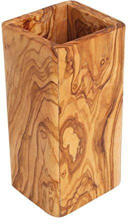 Olivenholz-erleben Kochbesteckhalter Utensilienbecher ECKIG aus edlem Olive günstig online kaufen