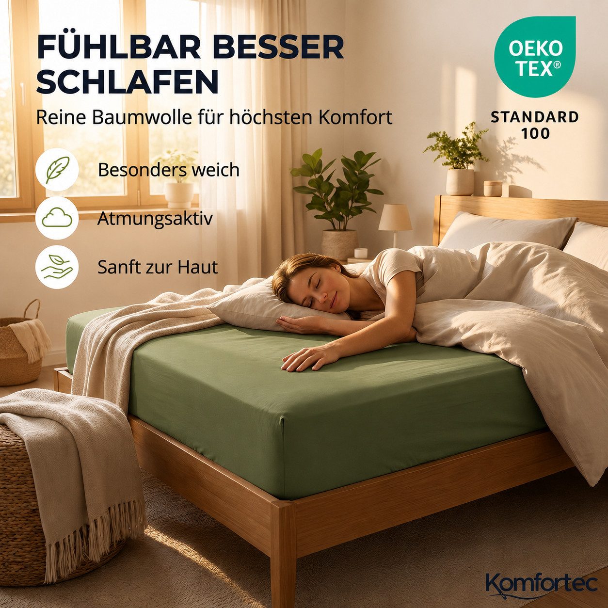 Komfortec Spannbettlaken Boxspringbett bis 15cm - 30cm Matratzenhöhe, Mikrofaser, Gummizug: Rundum, (1 Stück), 140x200 cm, Grau – Bild 4 von 5