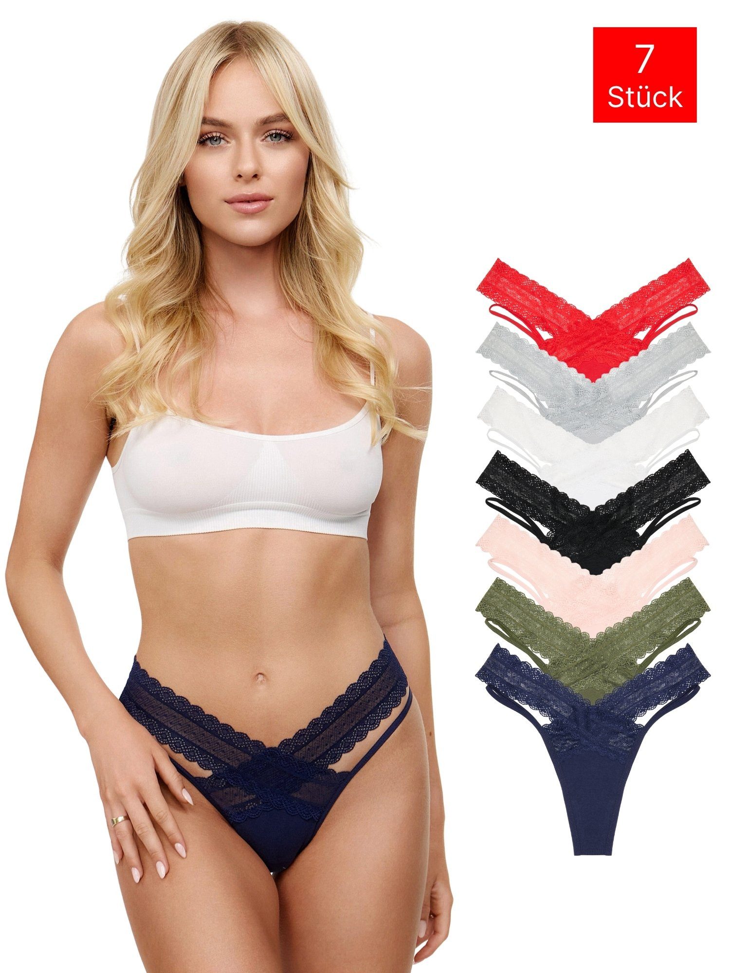 Tazzio String 7er-Pack Damen Tanga Unterhose F919 (Packung, 7-St) zeitlos u günstig online kaufen