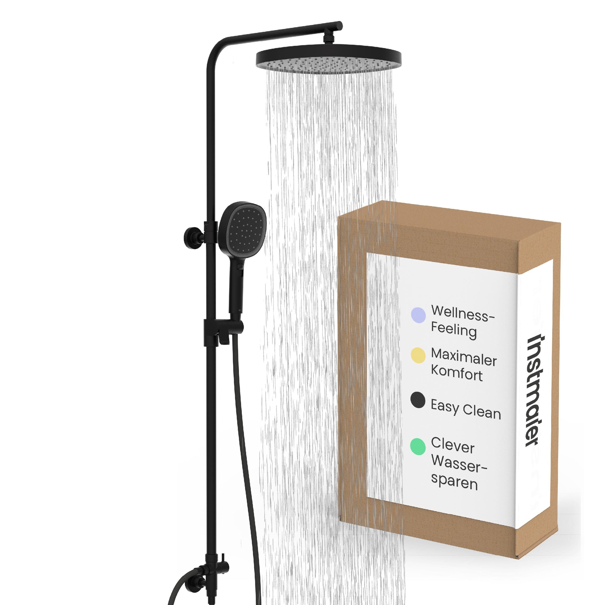 instmaier Duschsystem Cleo, 3 Strahlart(en), Große Regendusche mit Design-Handbrause