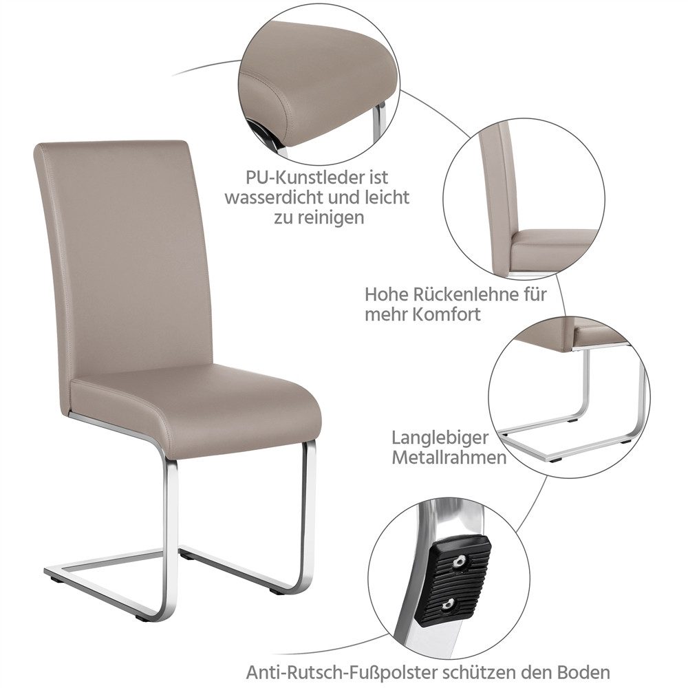 Yaheetech Esszimmerstuhl 2/4/6-er Küchenstuhl (6 St), Schwinger Polsterstuhl mit Ergonomischer Rückenlehne & Metallbeine – Bild 5 von 5