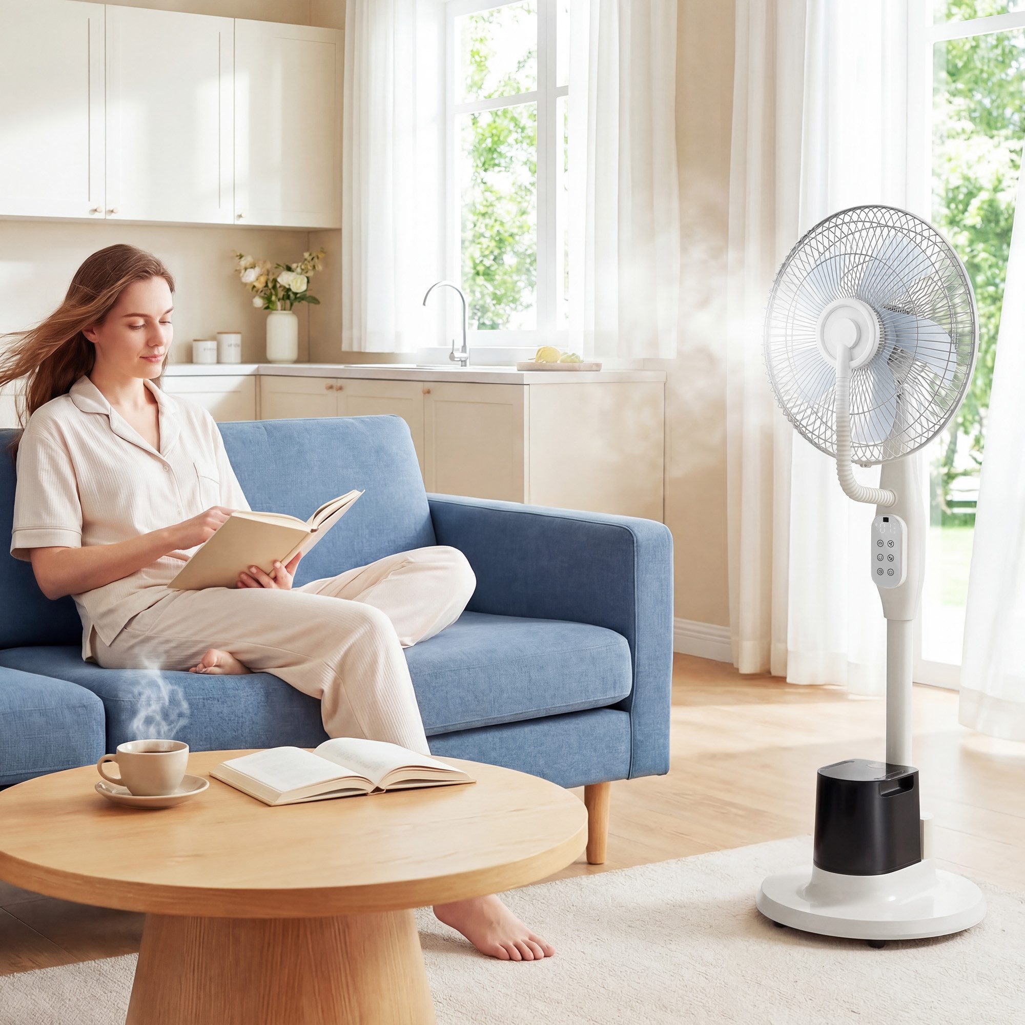 HOMCOM Standventilator, Sprühnebel, Fernbedienung, Timer Funktion