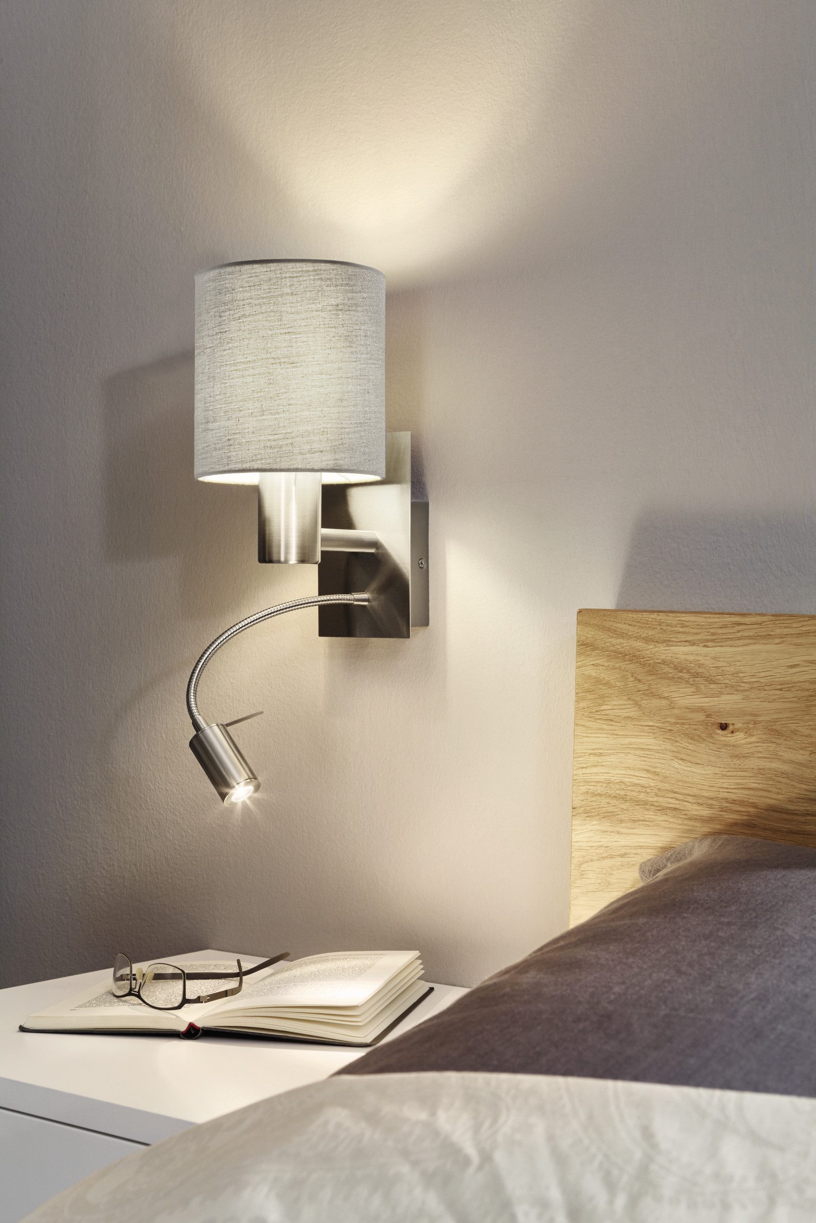 EGLO Wandleuchte PASTERI Wandlampe - Stahl - E27,LED - 1X40W,1X3,8W - IP20, günstig online kaufen