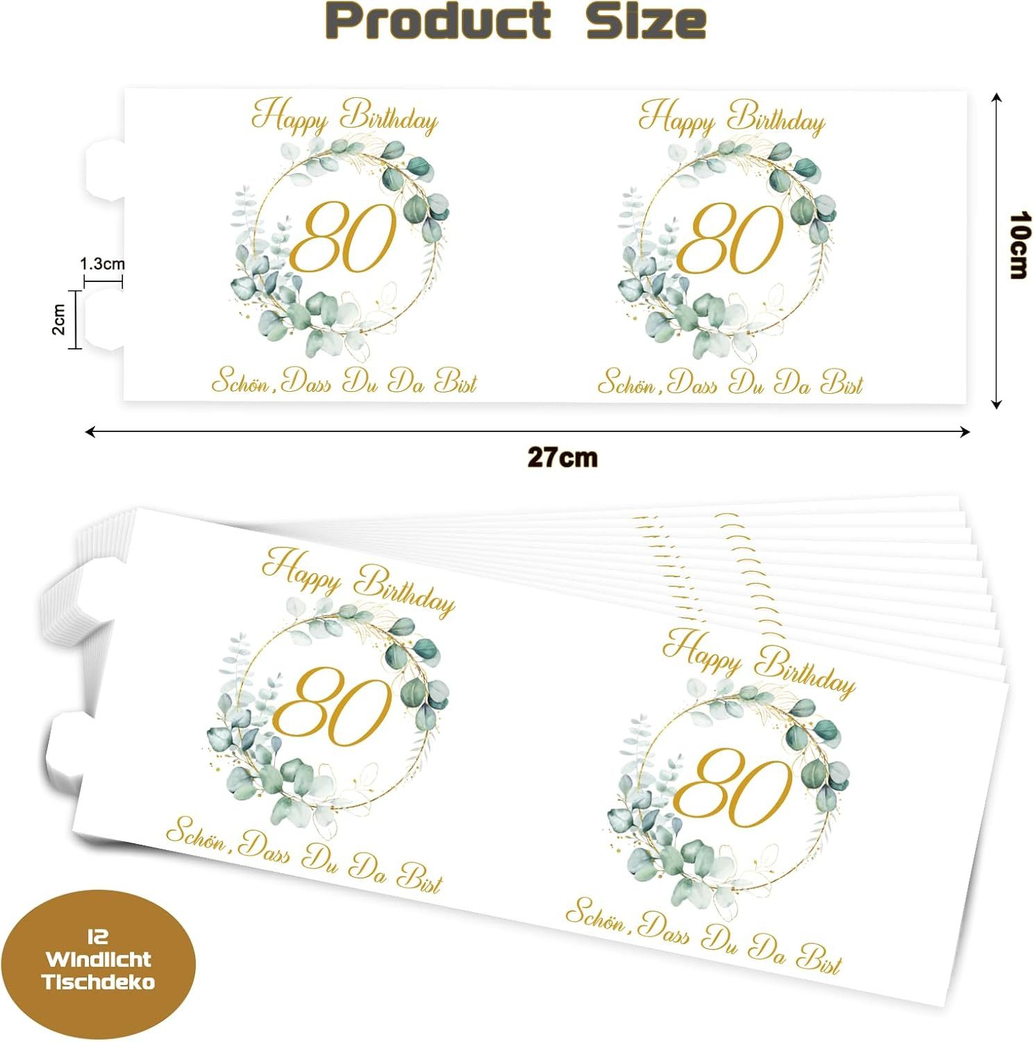 aitsite Windlicht 12x Tischlaternen Deko 80. Geburtstag „Schön dass du da b günstig online kaufen