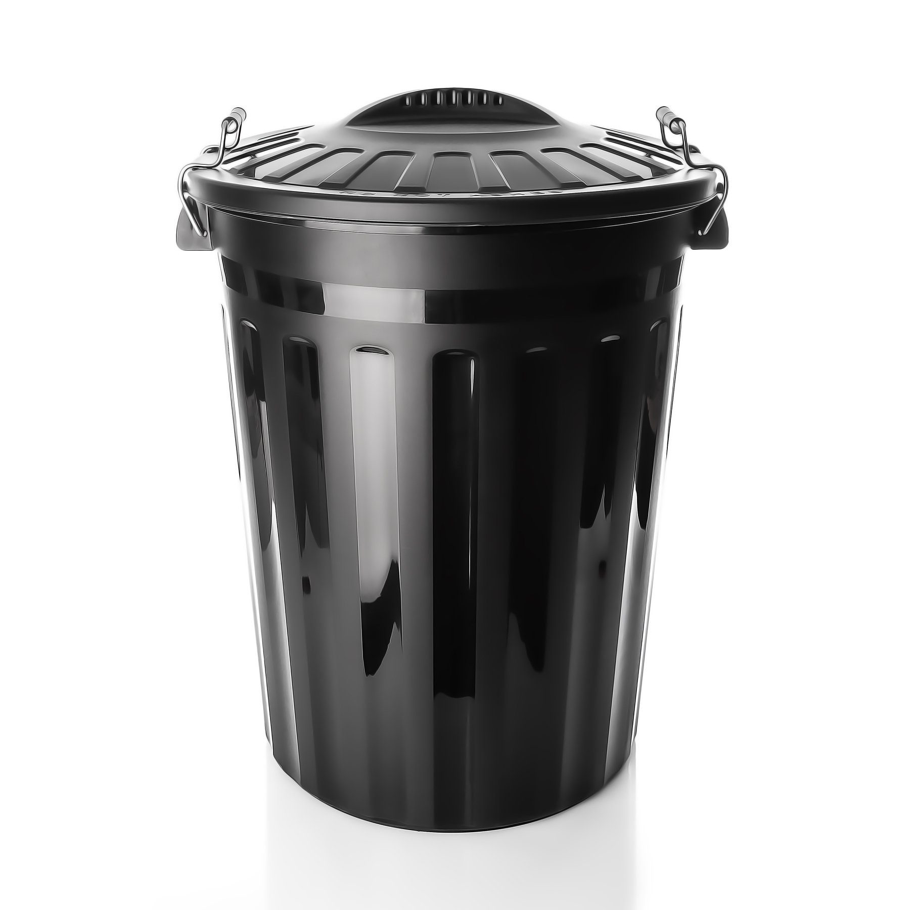 BigDean Mülleimer Wetterfeste Universaltonne mit Deckel Schwarz, Universaltonne, Mit Deckel, 2 Griffen, Clipverschlüssen