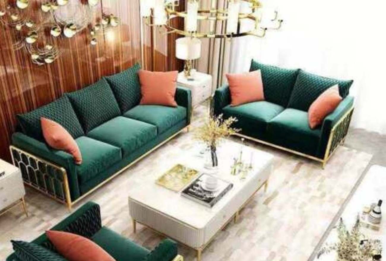 JVmoebel Wohnzimmer-Set, Sofa Couch Samt Polster Sitz 3+1 Sitzer Garnitur Design Couchen Sofas