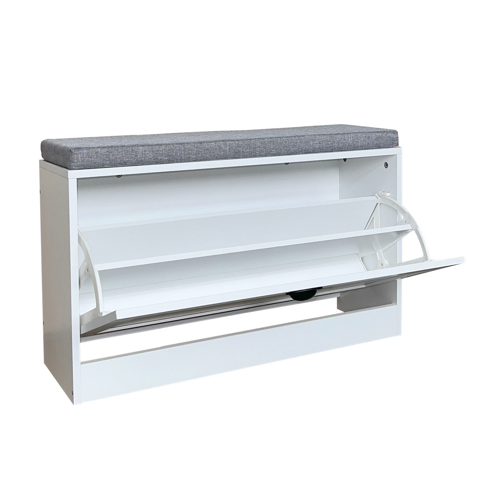 HTI-Living Schuhschrank Thekla 1 Klappe 80 cm Weiß mit Sitzkissen (1 Stück, 1-St., 1 Schuhschrank) Schuhkipper mit 1 Klappe und 2 Fächern