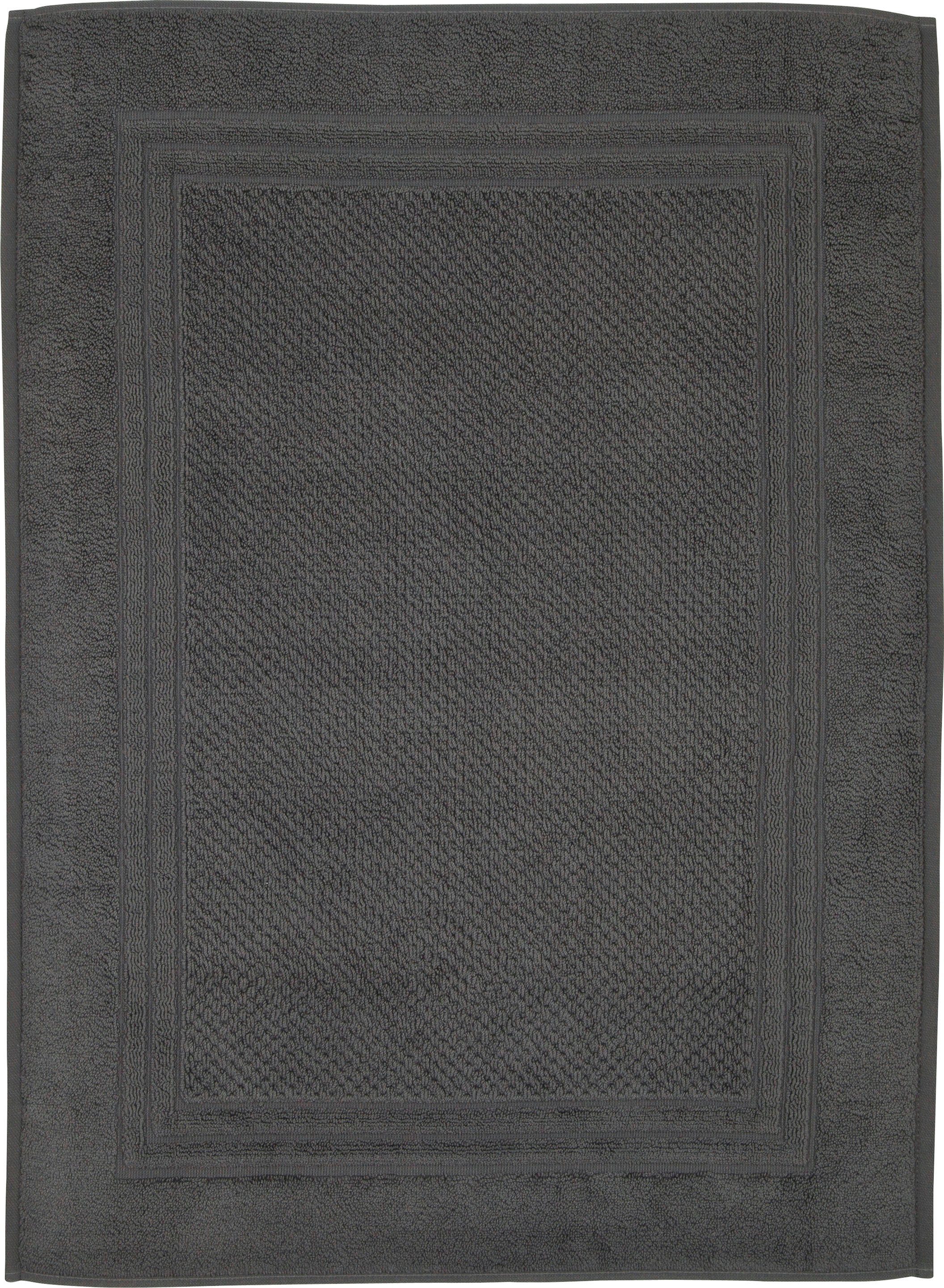 ROSS Duschmatte Unifond, Höhe 1 mm, strapazierfähig, fußbodenheizungsgeeignet, Baumwolle, rechteckig, Uni mit Bordüre, Badezimmerteppich, waschbar