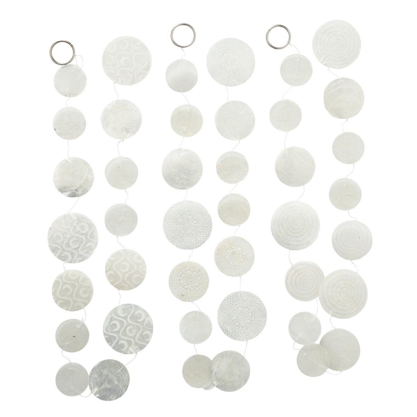 ReWu Hängedekoration Capiz Girlande 120 cm weiß-cremeweiß, handgearbeitete Muschel-Hängedek (1 St., Capiz Girland Weiß, Zufällige Auswahl)