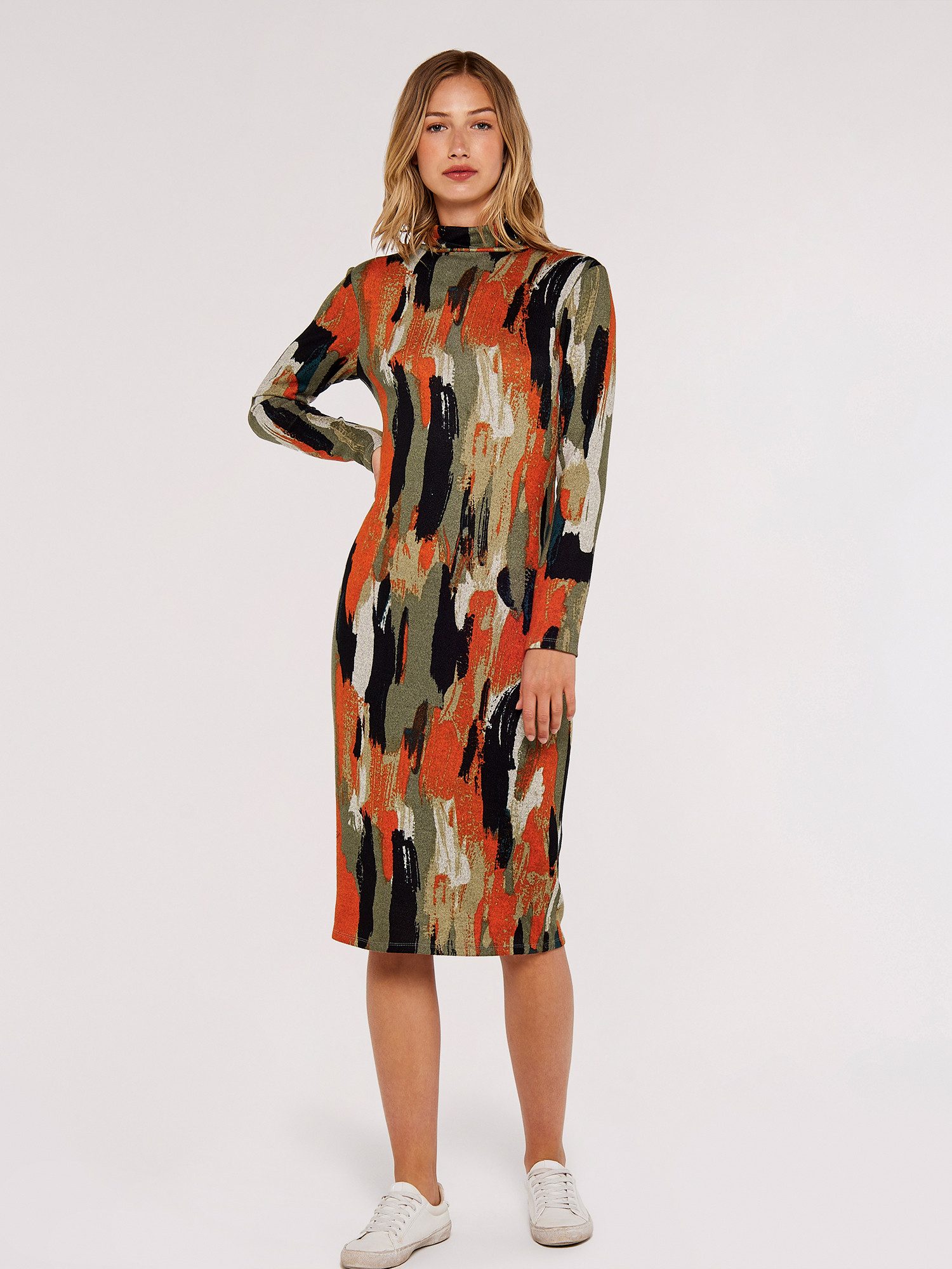Apricot Druckkleid