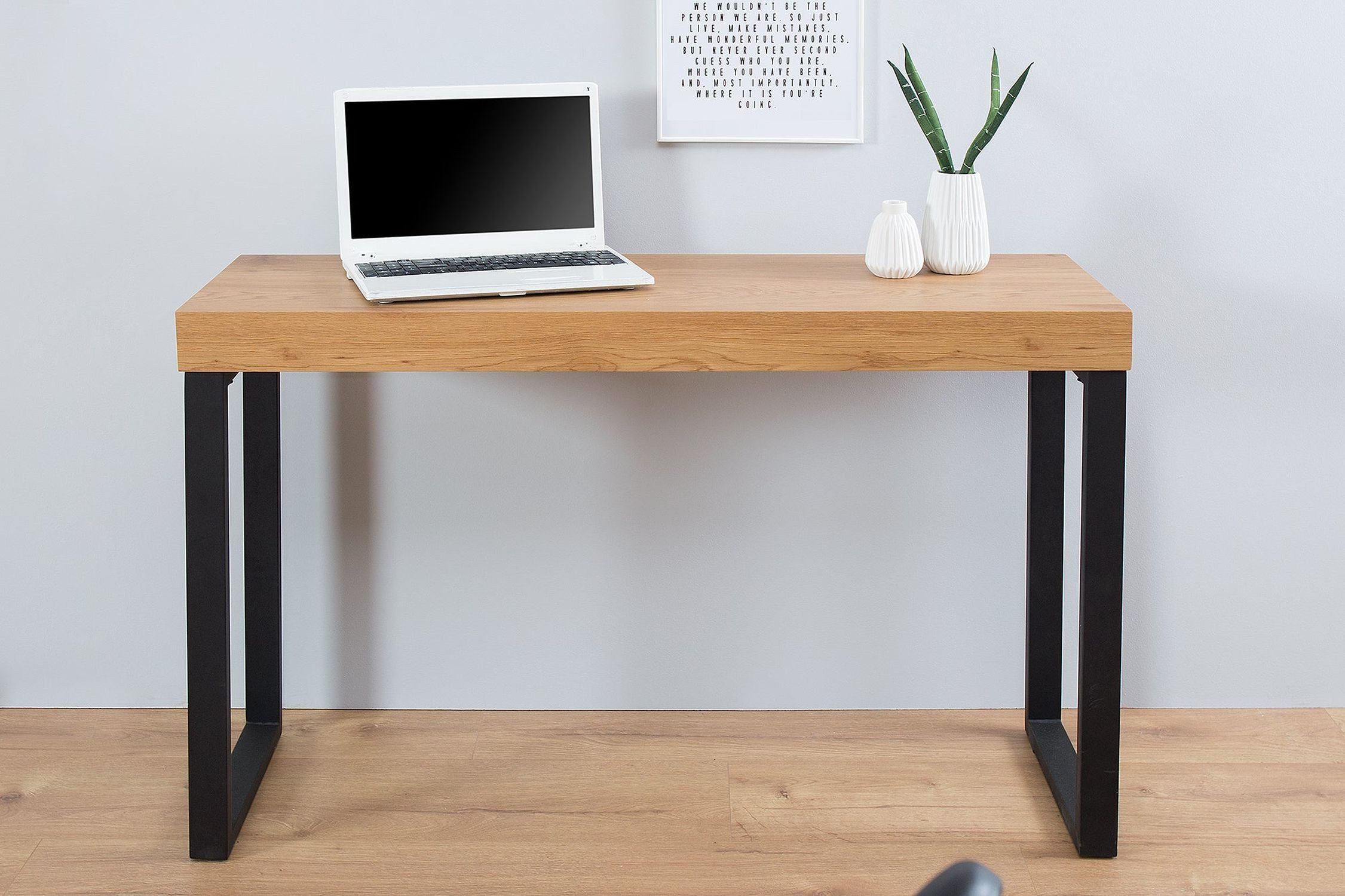 Licht-Erlebnisse Schreibtisch LAGOS, aus MDF Eisen in Natur Schwarz 120 x 75 x 40 cm (BxHxT)