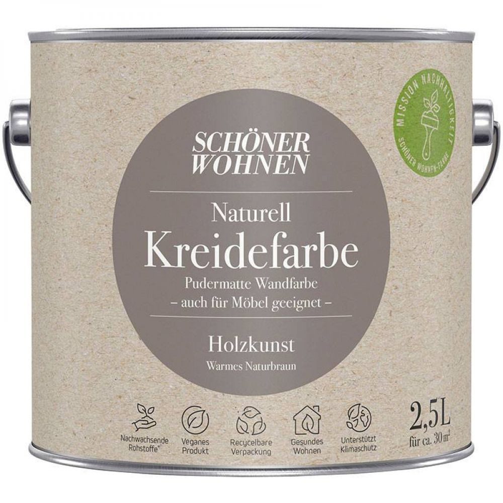 SCHÖNER WOHNEN FARBE Wandfarbe Schöner Wohnen Naturell Kreidefarbe 2,5 Ltr. Holzkunst warmes Naturbr
