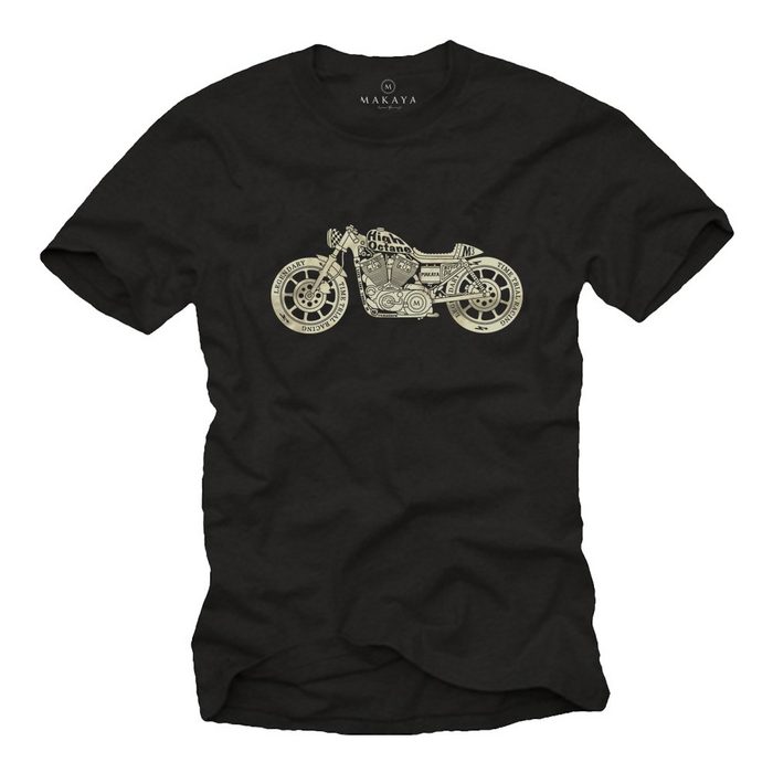 MAKAYA Print-Shirt Herren Motorrad Biker Motiv Coole Männer Geschenke Motorradfahrer mit Druck aus Baumwolle