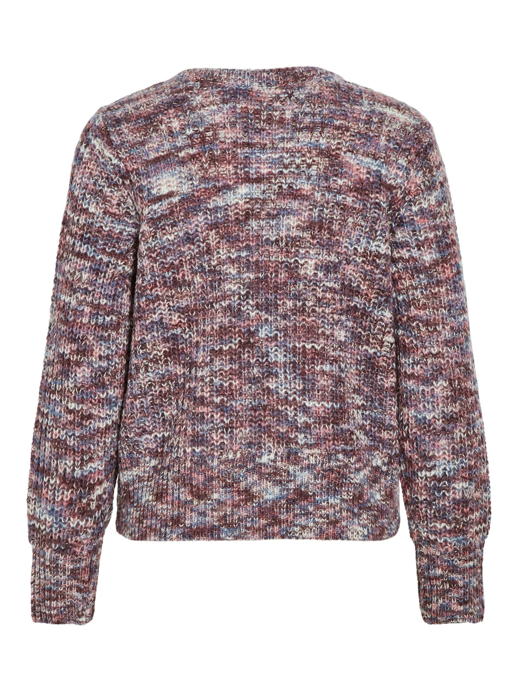 Vila Strickpullover Grobstrick-Design mit gemütlichem V-Ausschnitt für Damen Normal Fit V-Ausschnitt Langarm Einfarbig wärmend