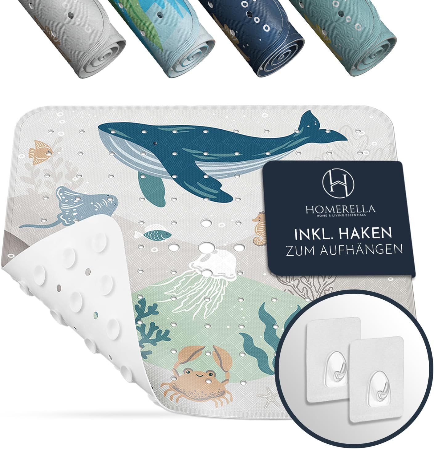 Homerella Duschmatte rutschfest Kinder - 100% BPA frei Inkl. 2 Haken zum Au günstig online kaufen