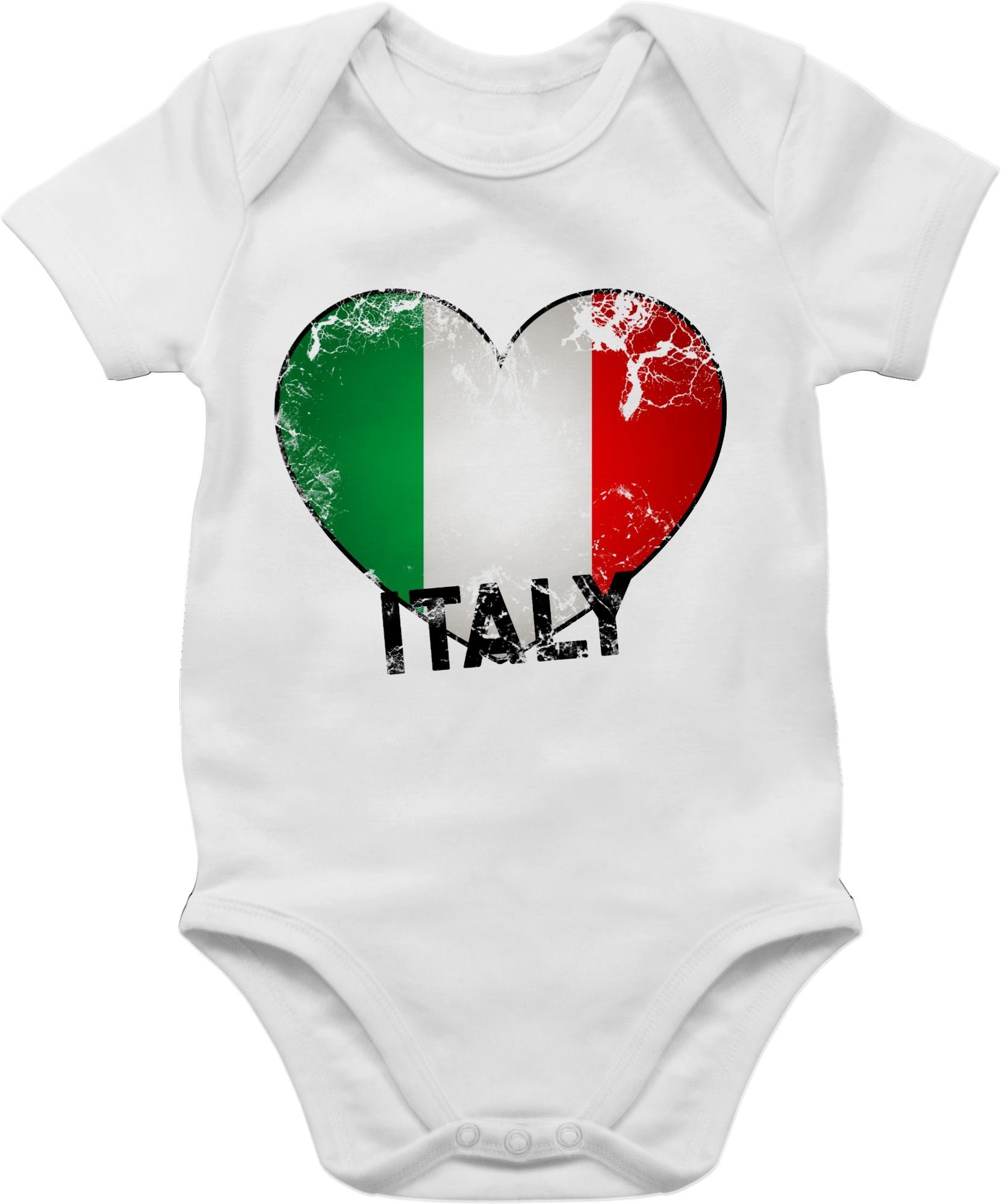Shirtracer Shirtbody Italien Herz Vintage Baby Länder Wappen 1 Weiß