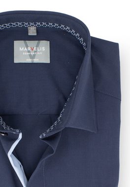 MARVELIS Kurzarmhemd Kurzarmhemd - Comfort Fit - Einfarbig - Bleu