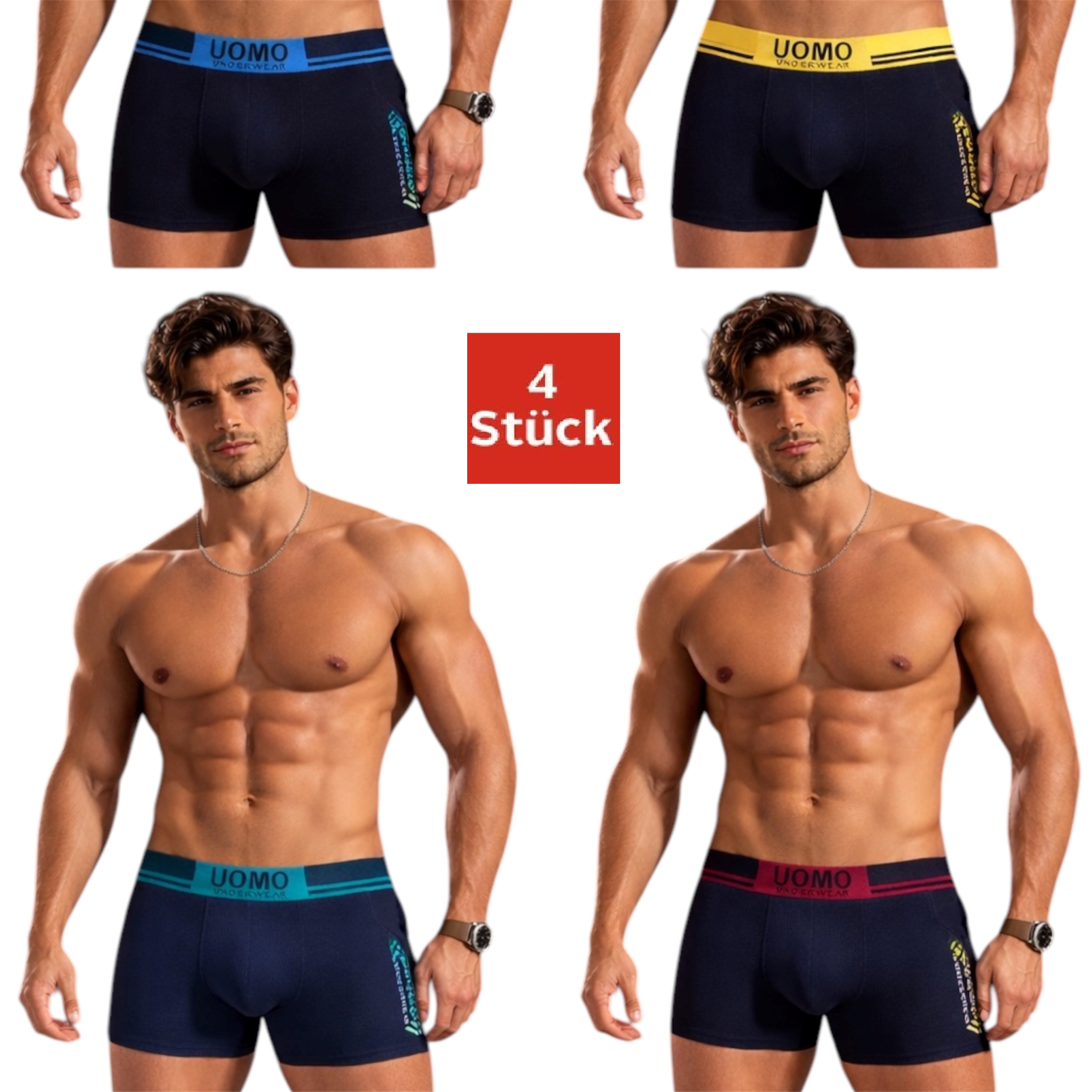 Boxershorts Herren 4er Pack – Baumwolle Stretch Unterhose
