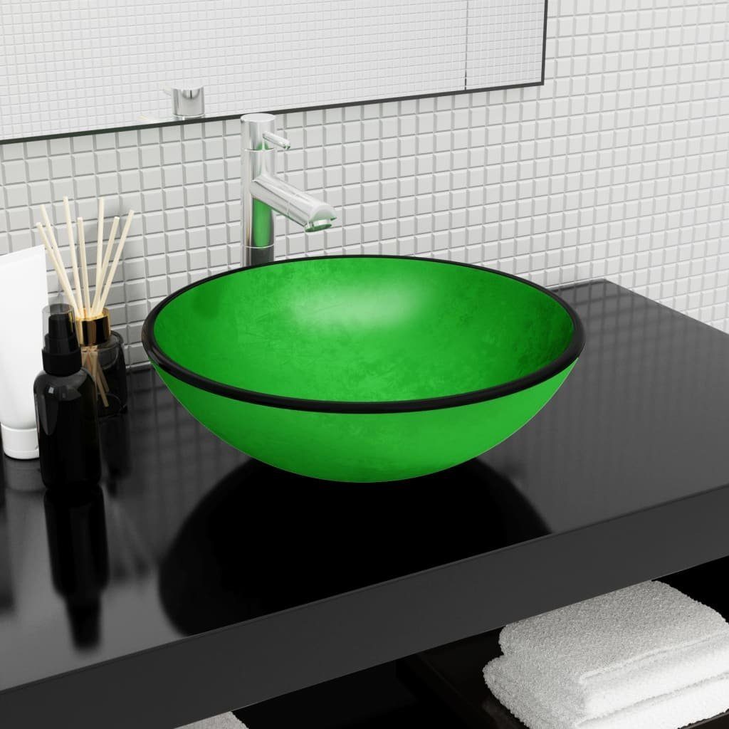 vidaXL Waschbecken Waschbecken Hartglas 42x14 cm Grün