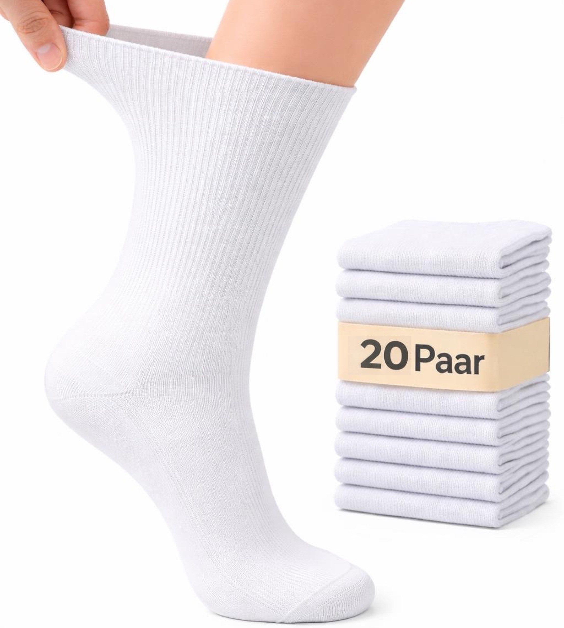 Cocain underwear Gesundheitssocken 20 x weisse Arzt Socken Krankenschwester Pflege kochfest ohne Gummi (20-Paar) Krankenschwestersocken - 100% Baumwolle - für Diabetiker geeignet