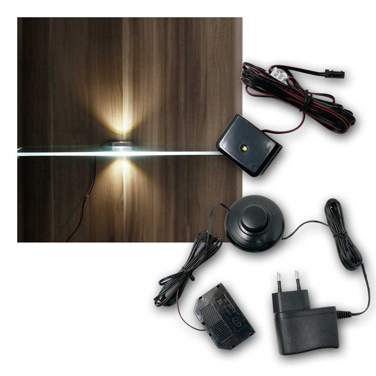 world-trading-net LED Glaskantenbeleuchtung 1er SET Clip-3D schwarz Glasbodenbeleuchtung, nw, neutralweiß