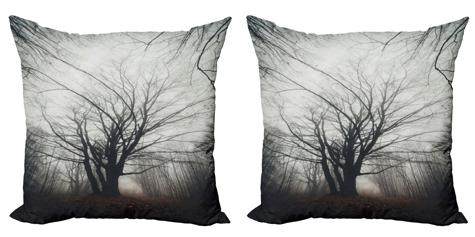 Accent Stück), Natur Nebel im Abakuhaus Doppelseitiger Dunkel Herbst-Baum Kissenbezüge Digitaldruck, Modern (2