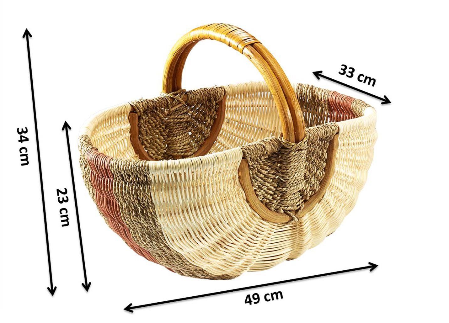 Kobolo Einkaufskorb Rattankorb natur mit braunem Seegras, 8 l günstig online kaufen