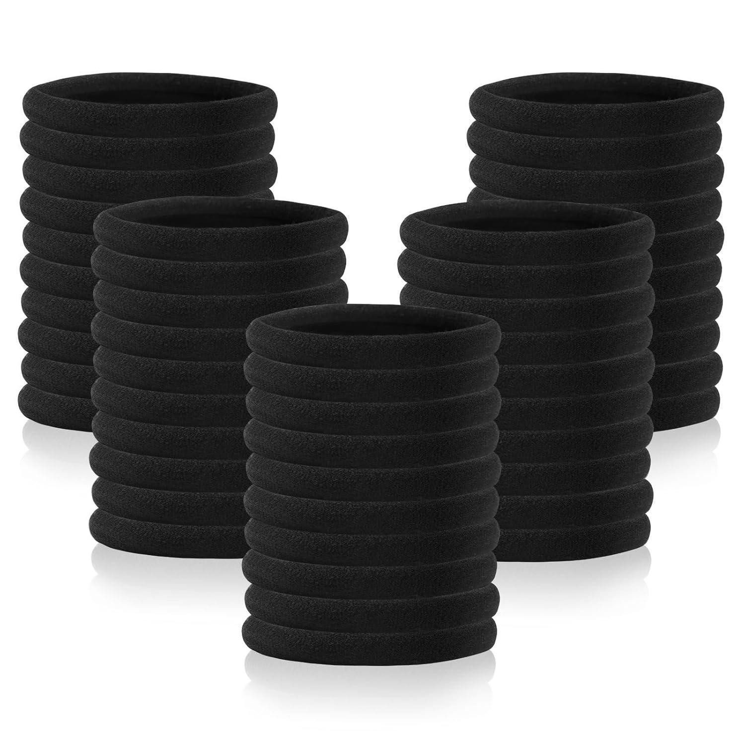LuxusKollektion Haargummi 50 Stück Haargummi Schwarz Damen Dickes Haar ohne Metall Zopfgummi
