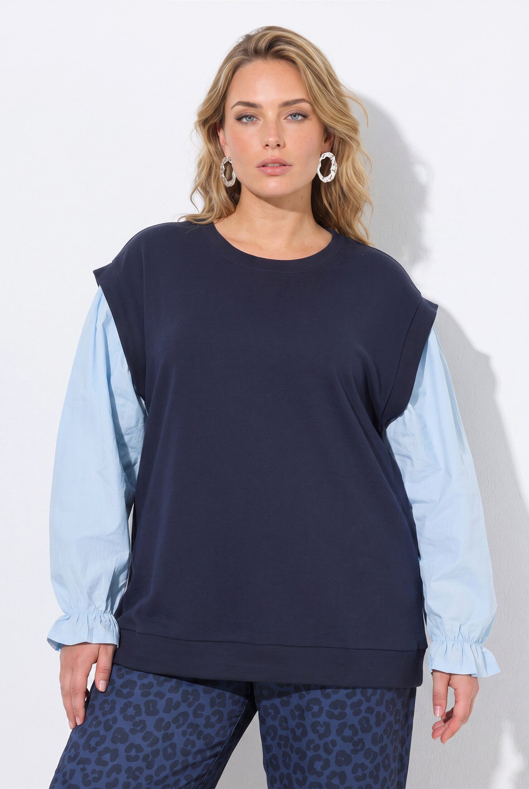 MIAMODA Sweatshirt Sweatshirt Boxy Fit Blusenärmel aus Web
