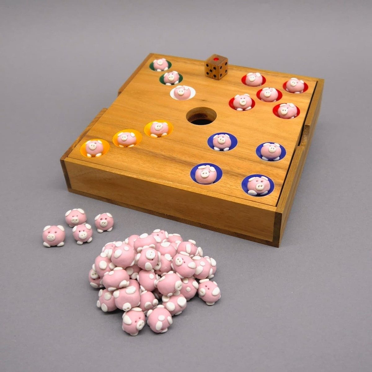 ROMBOL Denkspiele Spiel FERKELSPIEL - Würfelspiel - Schweinchenspiel, Brettspiel, Holzspiel