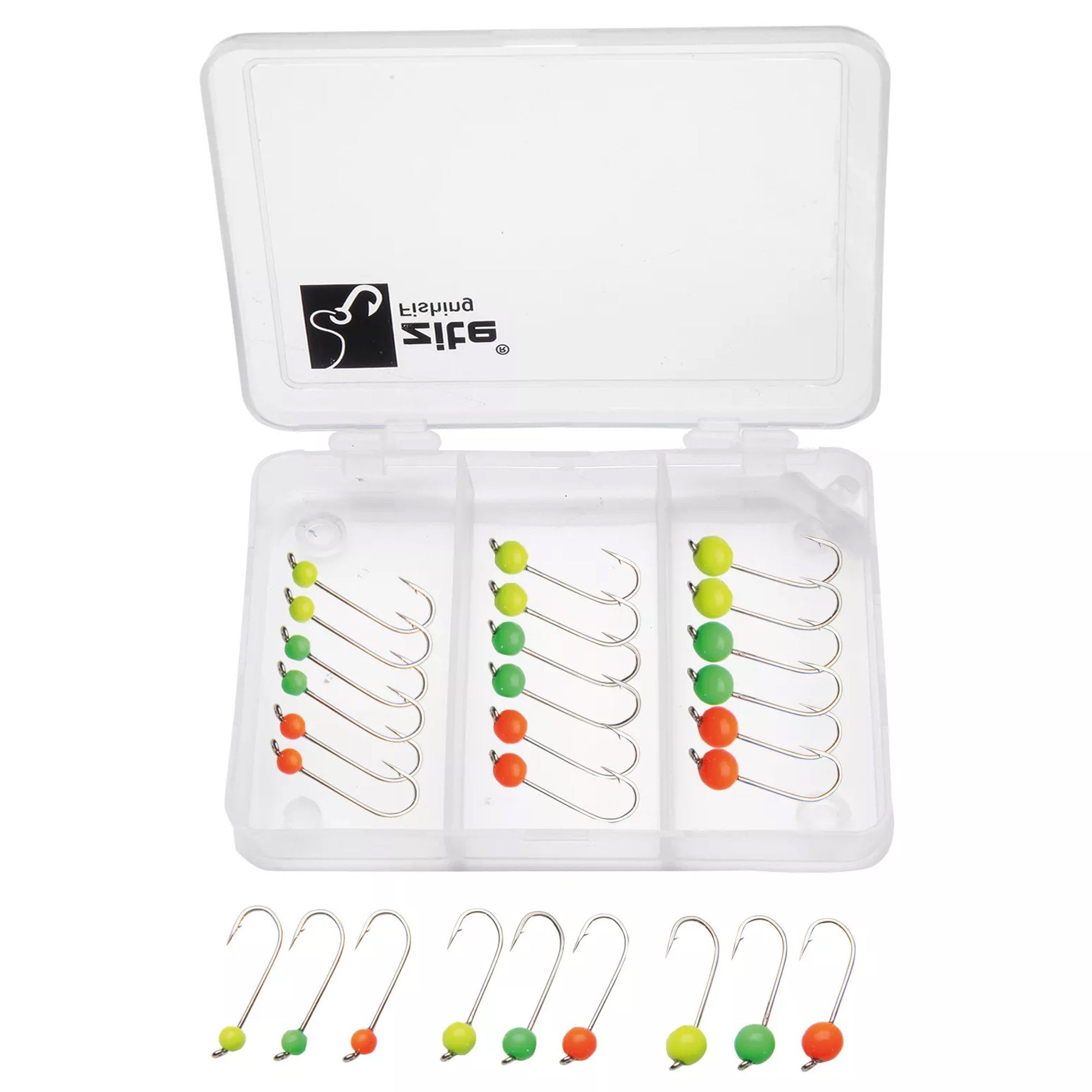 Jighaken Neon Tungsten Micro Jigheads 0,3-1,2g Neon im Set 27 Stück